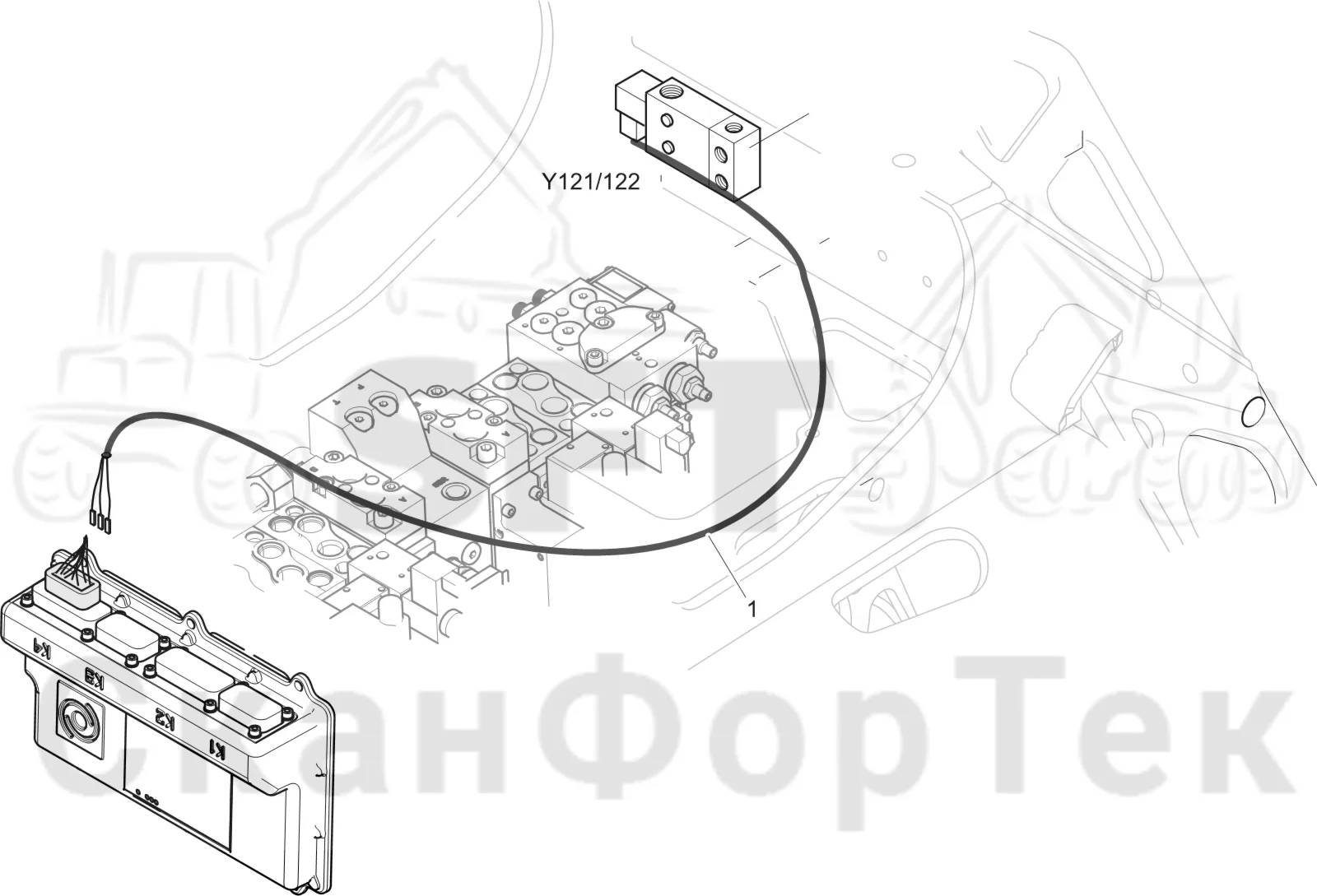 Схема: Komatsu / Лесозаготовительные машины / 931XC S/N 9313021208- / Каталог запасных частей / Лесозаготовительное оборудование / Головка лесозаготовительной машины / C123 / Каталог запасных частей / Резка / Цветовая маркировка / Электрооборудование цветовой маркировки