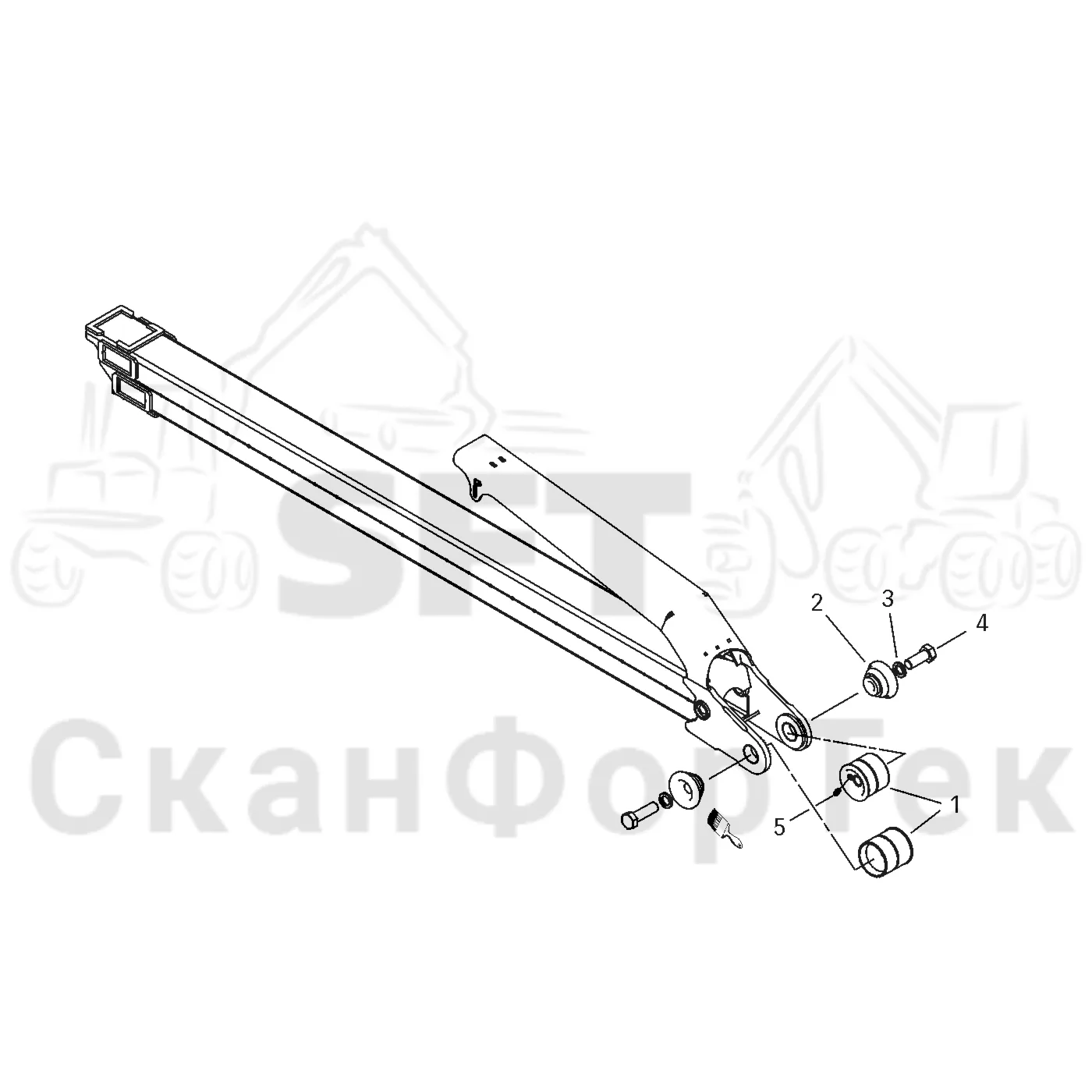 Схема: Valmet / Форвардер / Valmet 890.3 / Valmet 890.3 / Каталог запасных частей / Подъемный кран / Подъемный кран / Valmet CRF 14 Ch. V1001- / Каталог запасных частей / Удлинитель стрелы / Оборудование оконечности подъемного крана / Набор для цапфы ProTec