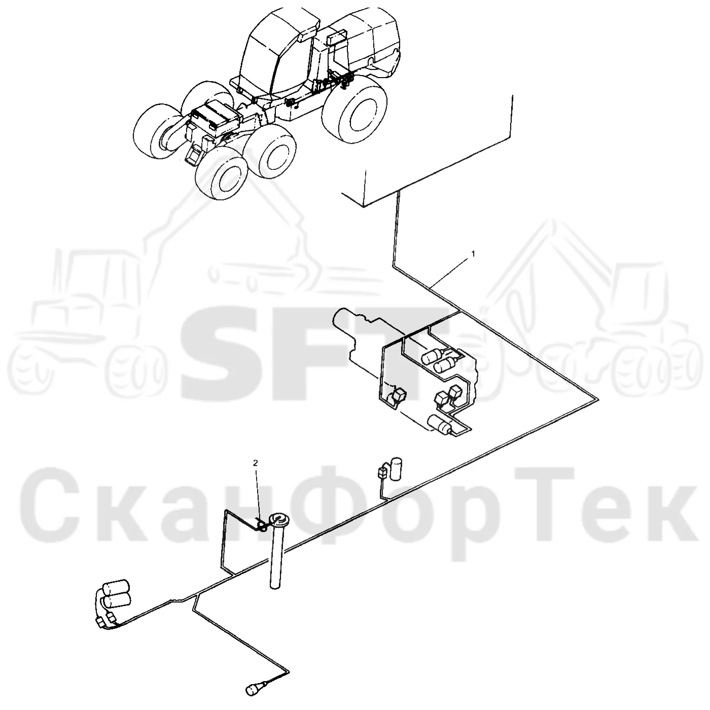 Схема: Valmet / Лесозаготовительные машины / Valmet 921 / Valmet 921 Ch 13271- / Valmet 921 Ch 13271- / Каталог запасных частей / Тормоза / Комплект кабелей тормозов