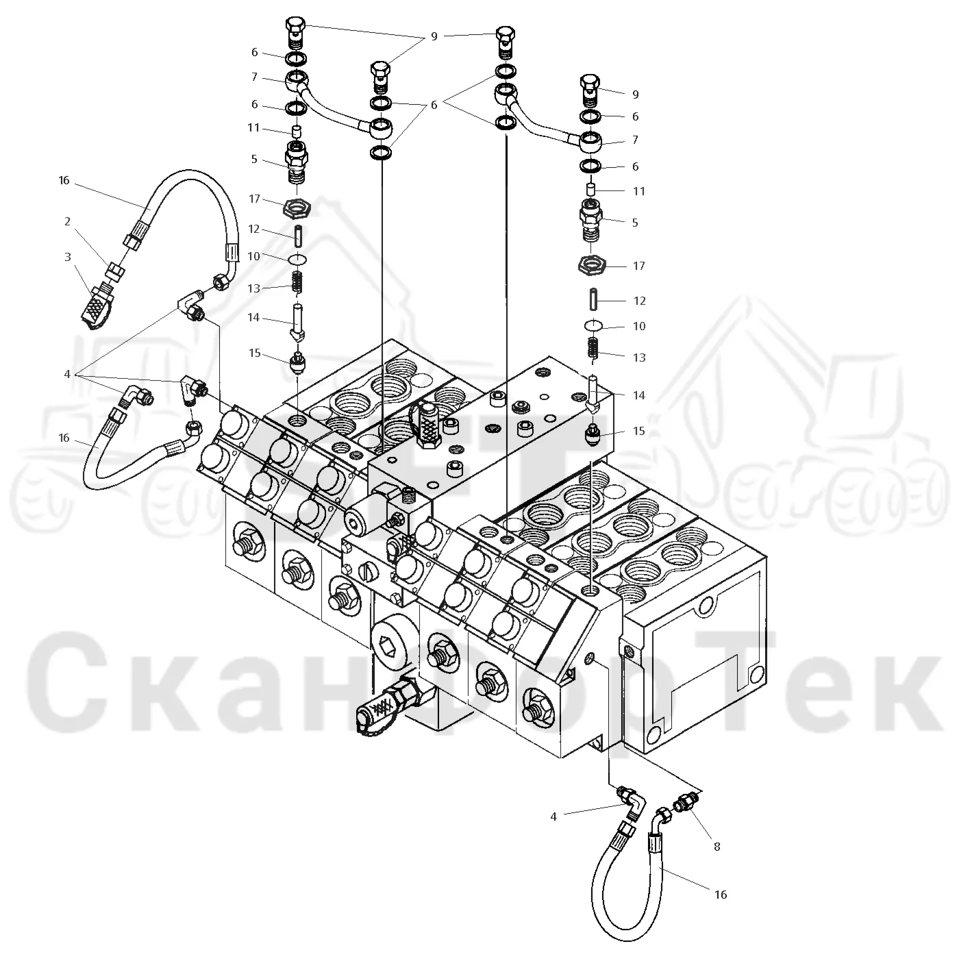 Схема: Valmet / Головки лесозаготовительной машины / Valmet 945 S2 / Valmet 945 S2 / Каталог запасных частей / Valmet 945 S2 / Гидравлический клапан / Eeaiai na?aiiai?oaiaaiey, 520-