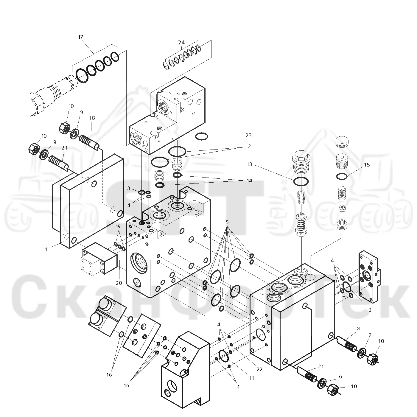 Схема: Valmet / Форвардер / Valmet 890.1 / Valmet 890.1 Ch. 117351-, 119441- / Valmet 890.1 Ch. 117351-, 119 / Каталог запасных частей / Оборудование захвата / Захват / Valmet 901.2 Ch. -211060 / Каталог запасных частей / Лесозаготовительное оборудование / Головка лесозаготовительной машины / Valmet 945.1 / Valmet 945.1 / Каталог запасных частей / Гидравлический клапан / Комплект уплотнений