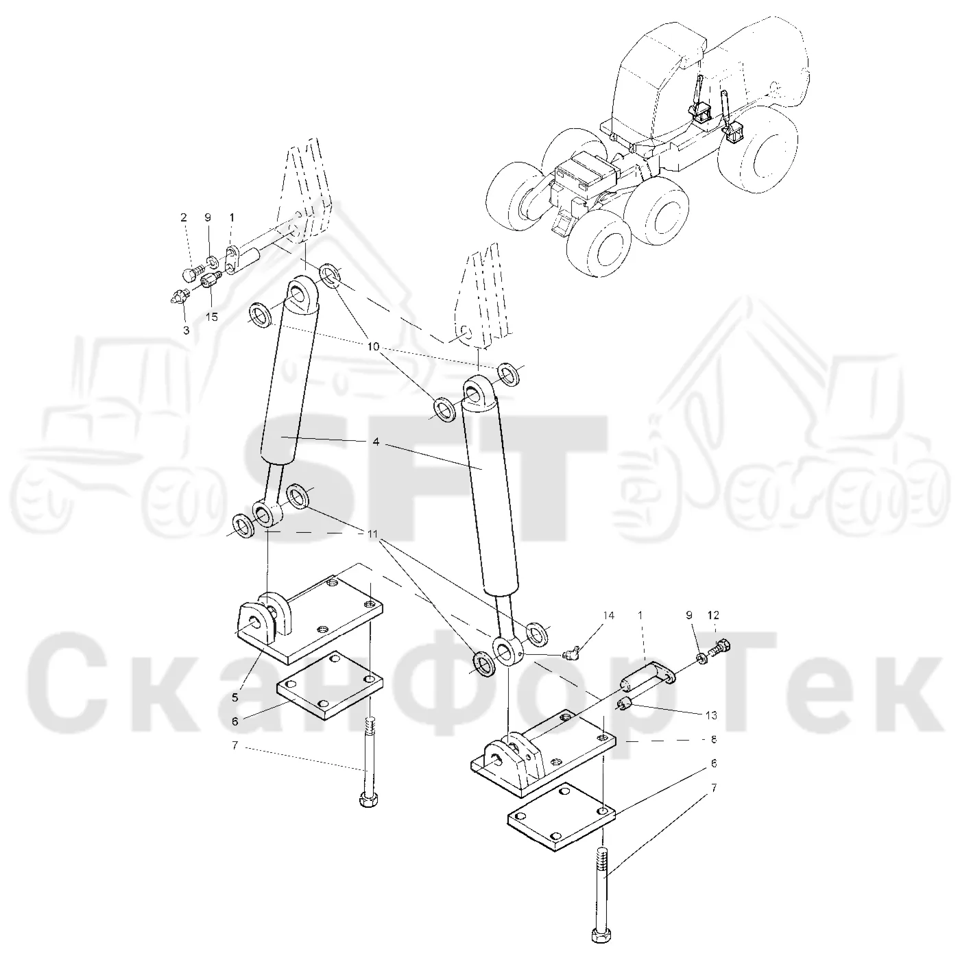 Схема: Valmet / Лесозаготовительные машины / Valmet 921 / Valmet 921 Ch 13271- / Valmet 921 Ch 13271- / Каталог запасных частей / шасси / Стабилизация / Механизмы стабилизации