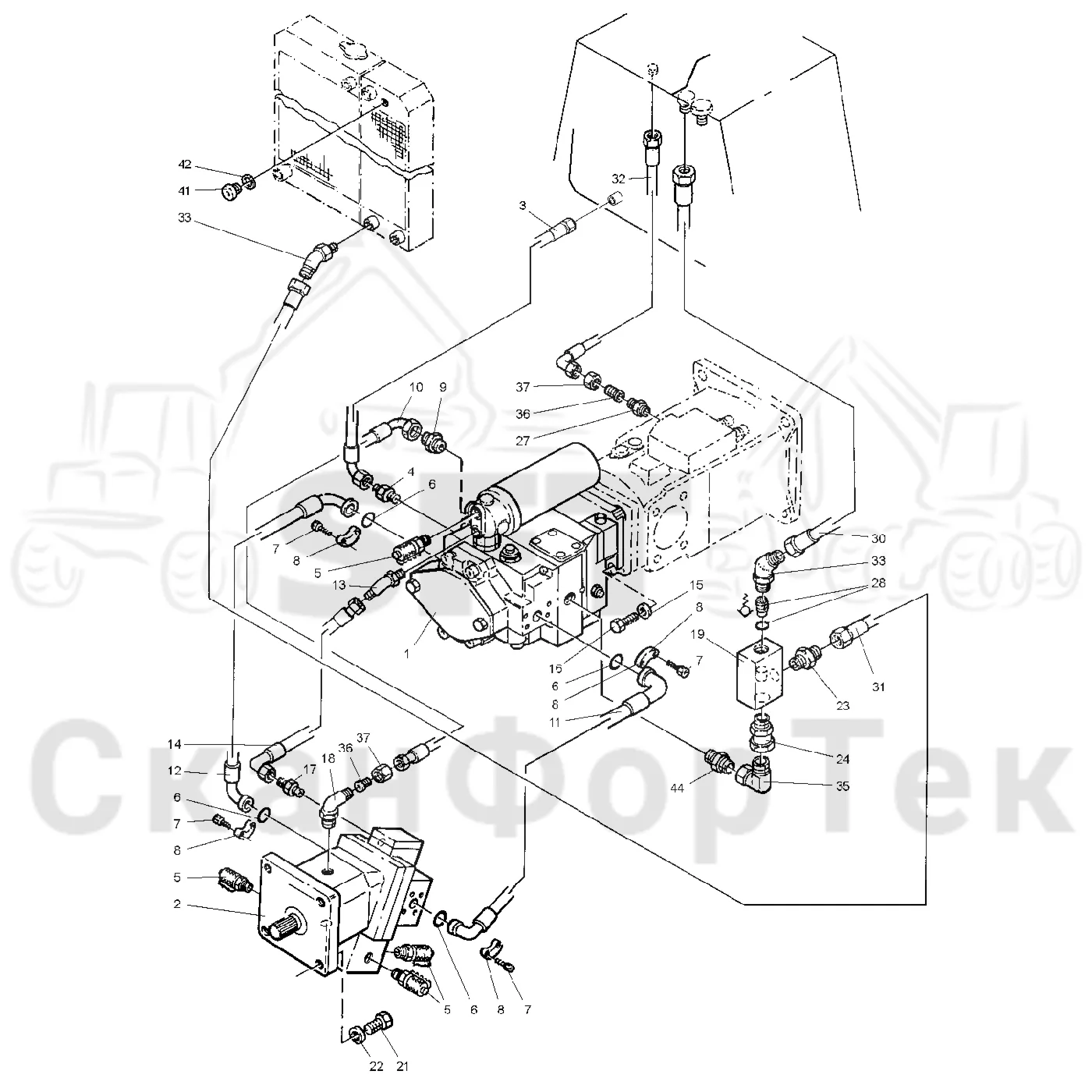 Схема: Valmet / Лесозаготовительные машины / Valmet 921 / Valmet 921 Ch -13270 / Valmet 921 Ch -13270 / Каталог запасных частей / Коробка передач / Гидростат / Гидравлика гидростата