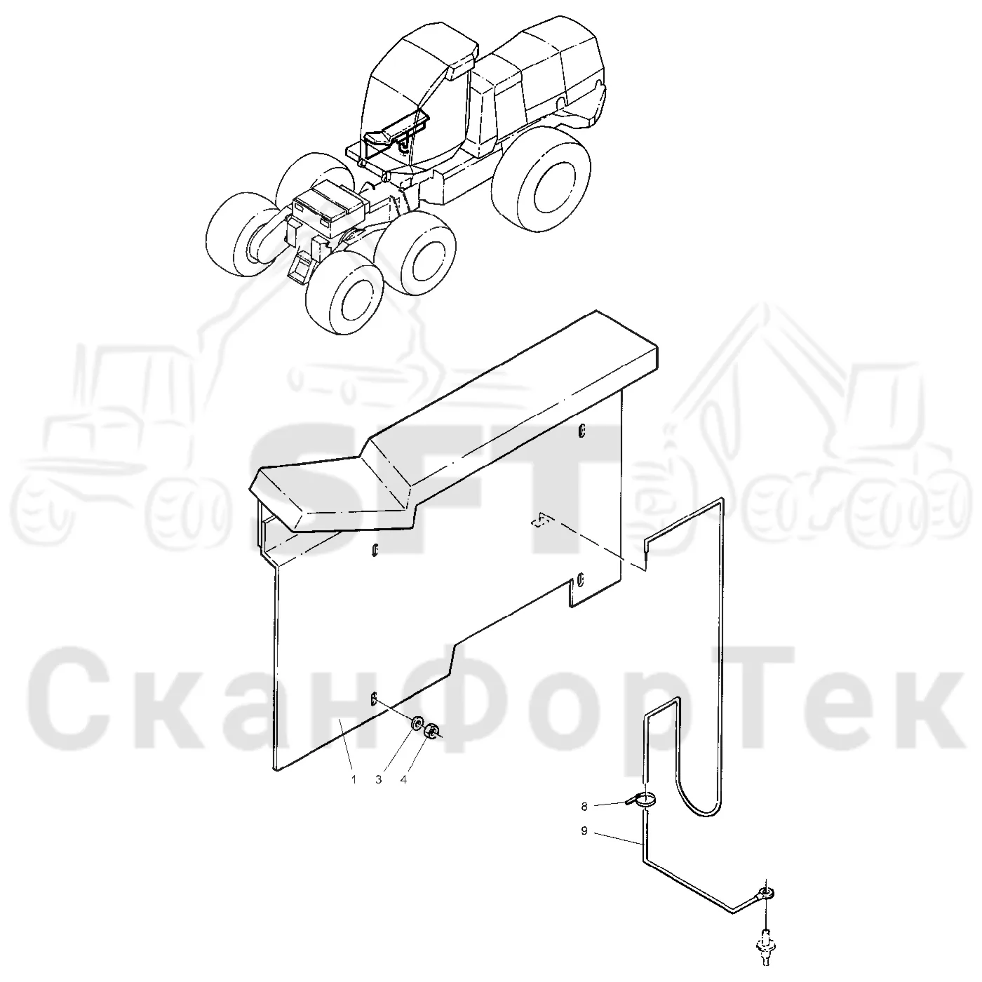 Схема: Valmet / Лесозаготовительные машины / Valmet 921 / Valmet 921 Ch 13271- / Valmet 921 Ch 13271- / Каталог запасных частей / Кабина / Салон / Комплект электрооборудования кабины