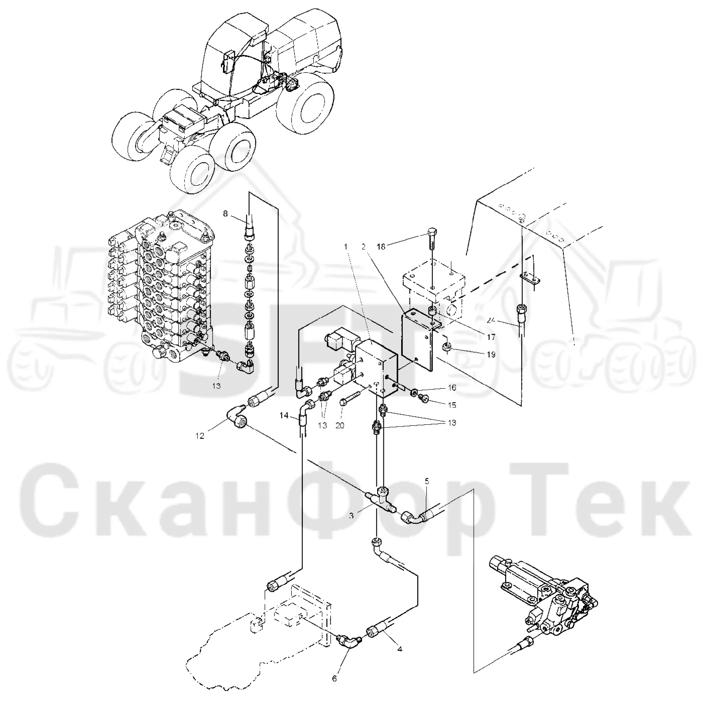Схема: Valmet / Лесозаготовительные машины / Valmet 921 / Valmet 921 Ch -13270 / Valmet 921 Ch -13270 / Каталог запасных частей / Гидравлика / Гидравлические насосы / Сигнал LS линии гидравлики