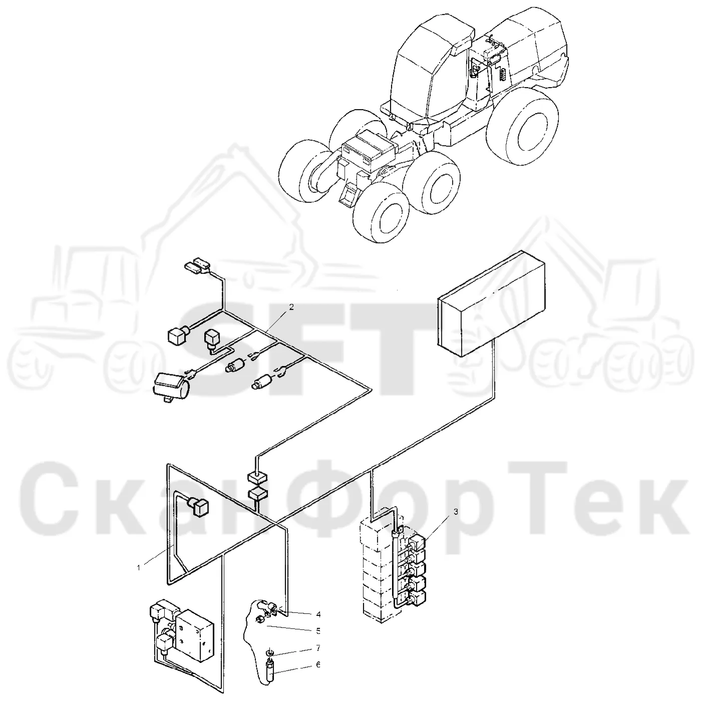 Схема: Valmet / Лесозаготовительные машины / Valmet 921 / Valmet 921 Ch -13270 / Valmet 921 Ch -13270 / Каталог запасных частей / Гидравлика / Бак гидравлики / Cable kit hydraulic tank