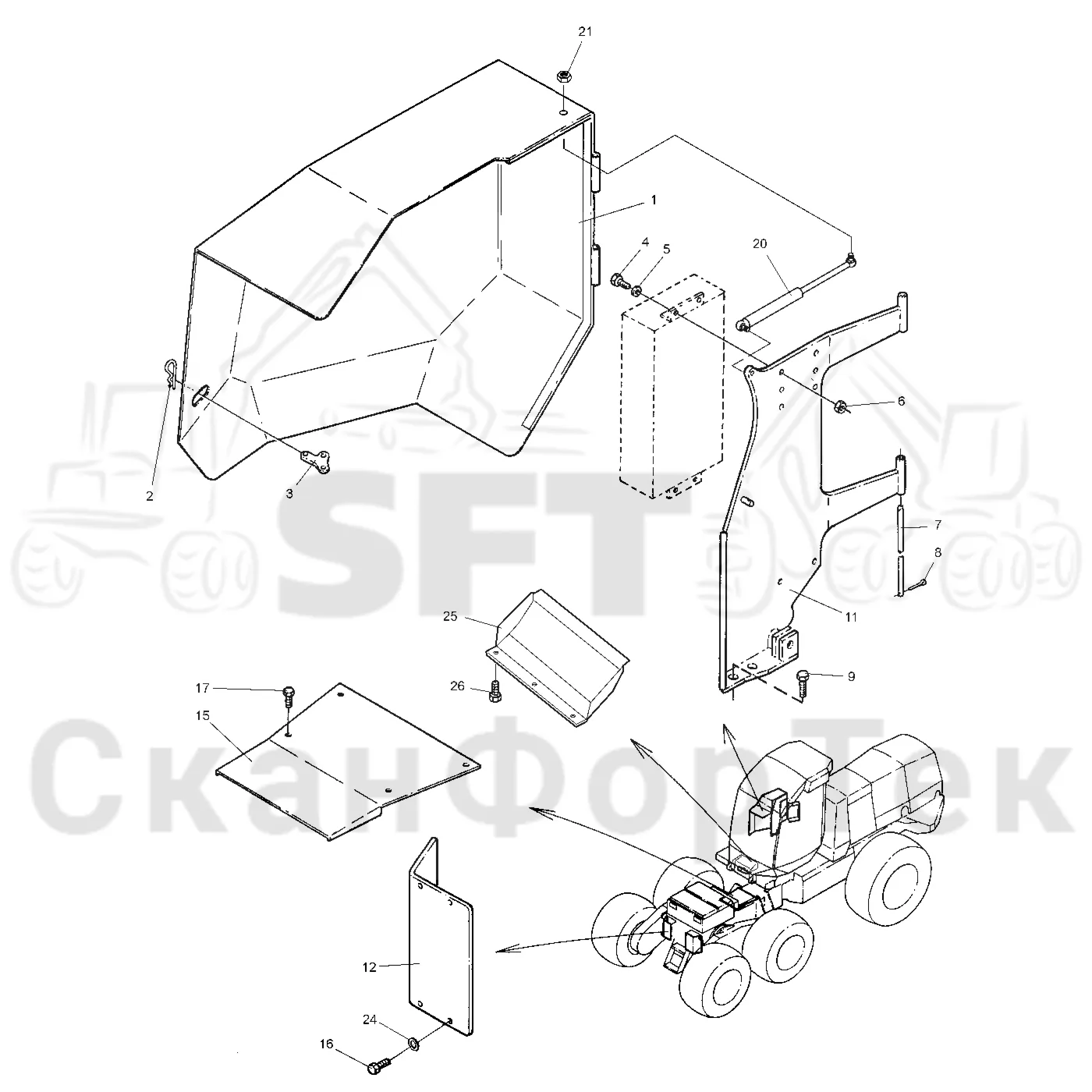 Схема: Valmet / Лесозаготовительные машины / Valmet 921 / Valmet 921 Ch -13270 / Valmet 921 Ch -13270 / Каталог запасных частей / Гидравлика / Капот, узел клапана / Hood, valve assembly 1600 crane
