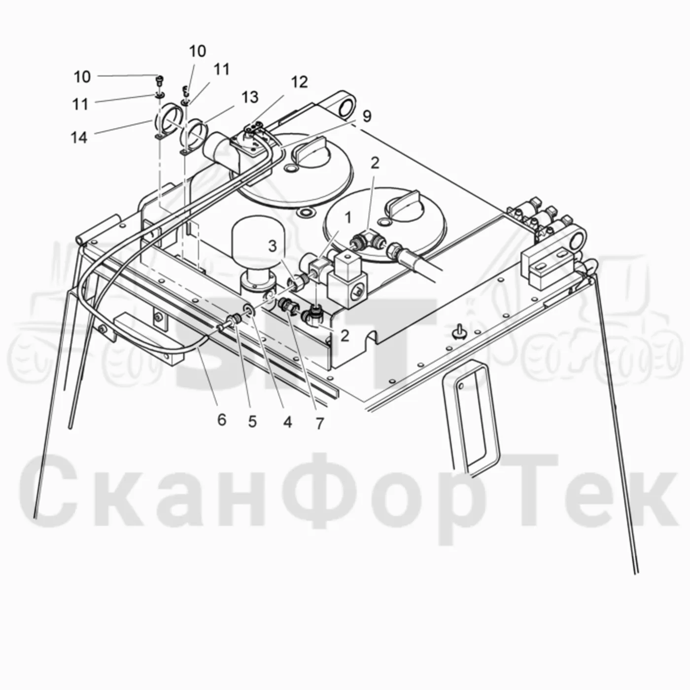 Схема: Komatsu / Лесозаготовительные машины / 901TX / Каталог запасных частей / Гидравлика / Бак гидравлики / Вакуумный насос