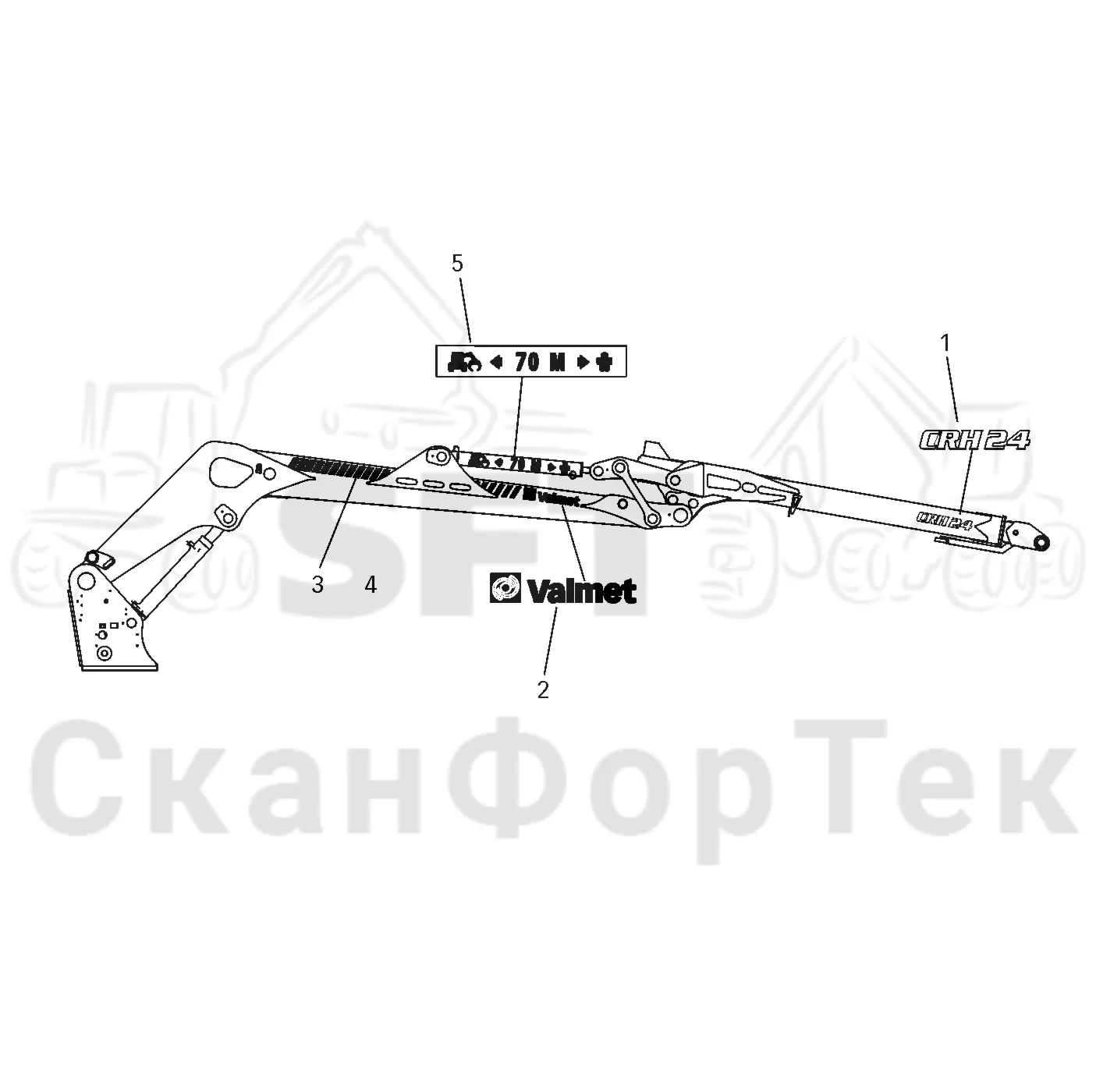 Схема: Valmet / Форвардер / Valmet 860.1 / Valmet 860.1   Ch. -115420 / Valmet 860.1  Ch. -115420 / Каталог запасных частей / Первая стрела / Таблички/Наклейки / Бирки