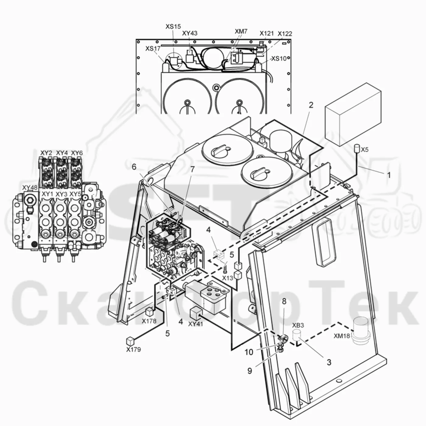 Схема: Valmet / Лесозаготовительные машины / Valmet 901TX / Valmet 901TX / Каталог запасных частей / Гидравлика / Бак гидравлики / Электрический набор Бак гидравлики
