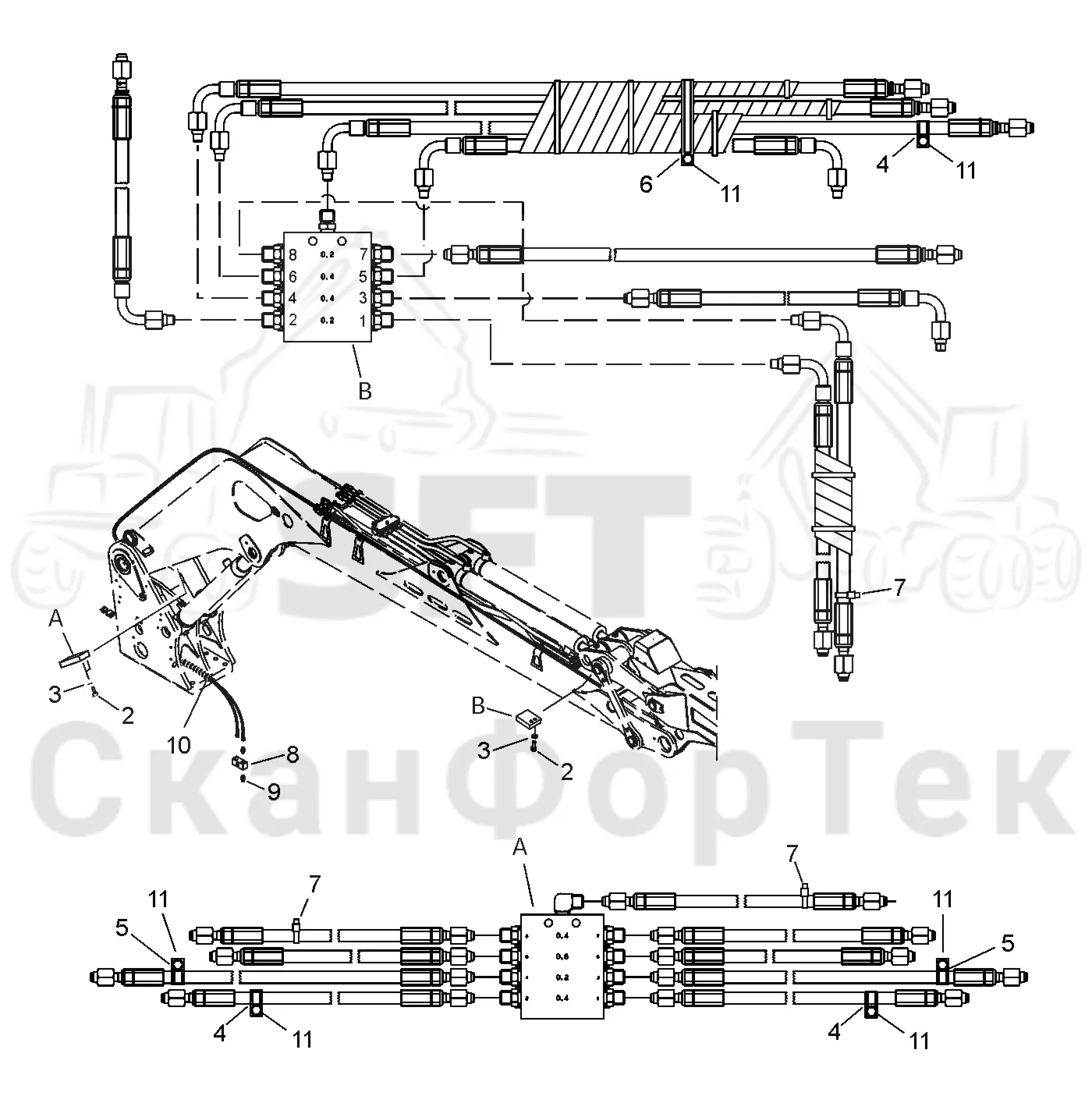 Схема: Valmet / Лесозаготовительные машины / Valmet 941 / Valmet 941 Ch 12071- / Valmet 941 Ch 12071- / Каталог запасных частей / Подъемный кран / Подъемные краны / CRH 24 / CRH 24 / Valmet CRH 24 Ch. V1001- / Каталог запасных частей / Базовая система / Оборудование / Смазка / Центральная смазка