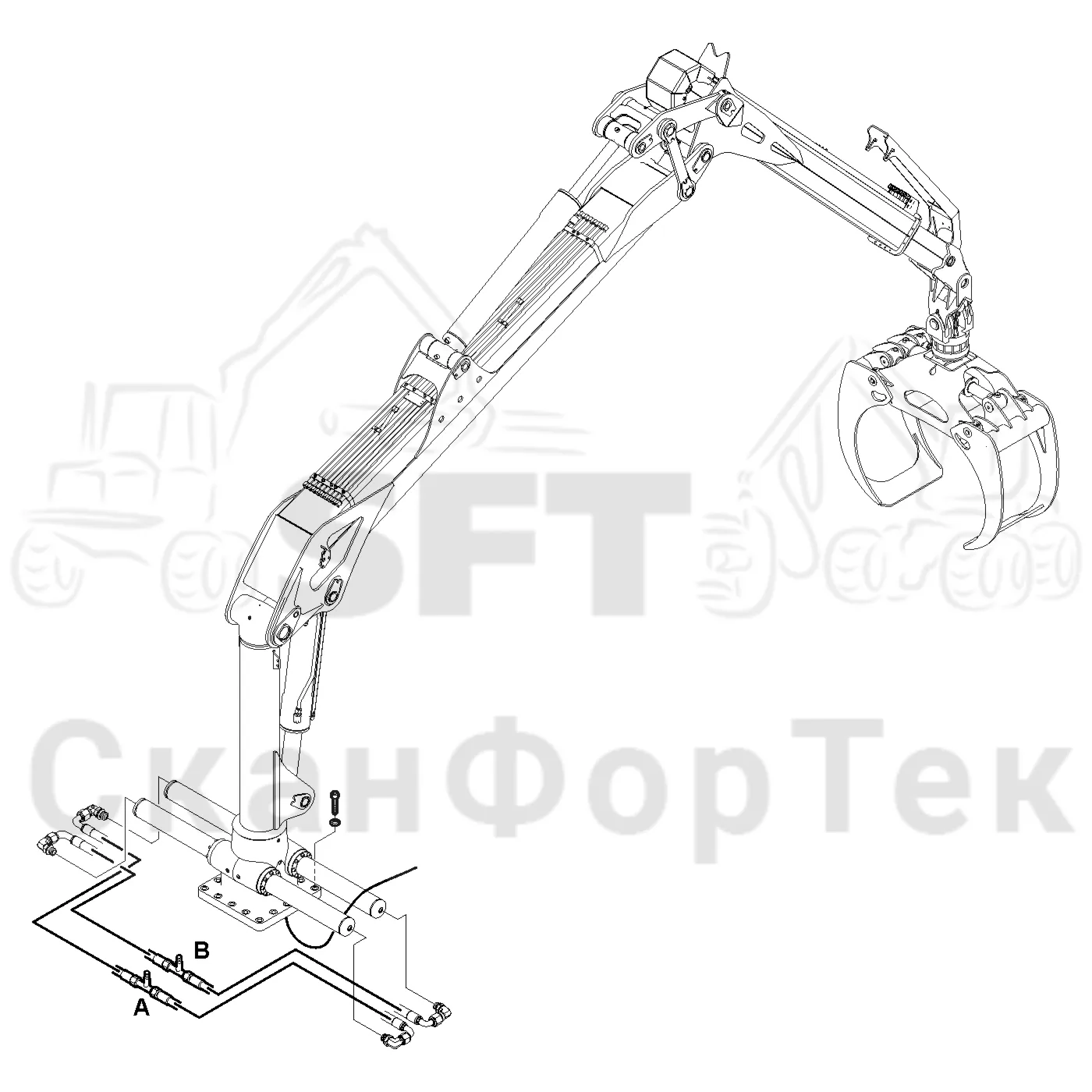 Схема: Valmet / Форвардер / Valmet 840.4 / Valmet 840.4 / Каталог запасных частей / Подъемный кран / Подъемный кран / Valmet CRF 8.1 Ch. V1001- / Каталог запасных частей / CRF 8.1 / CRF 8.1