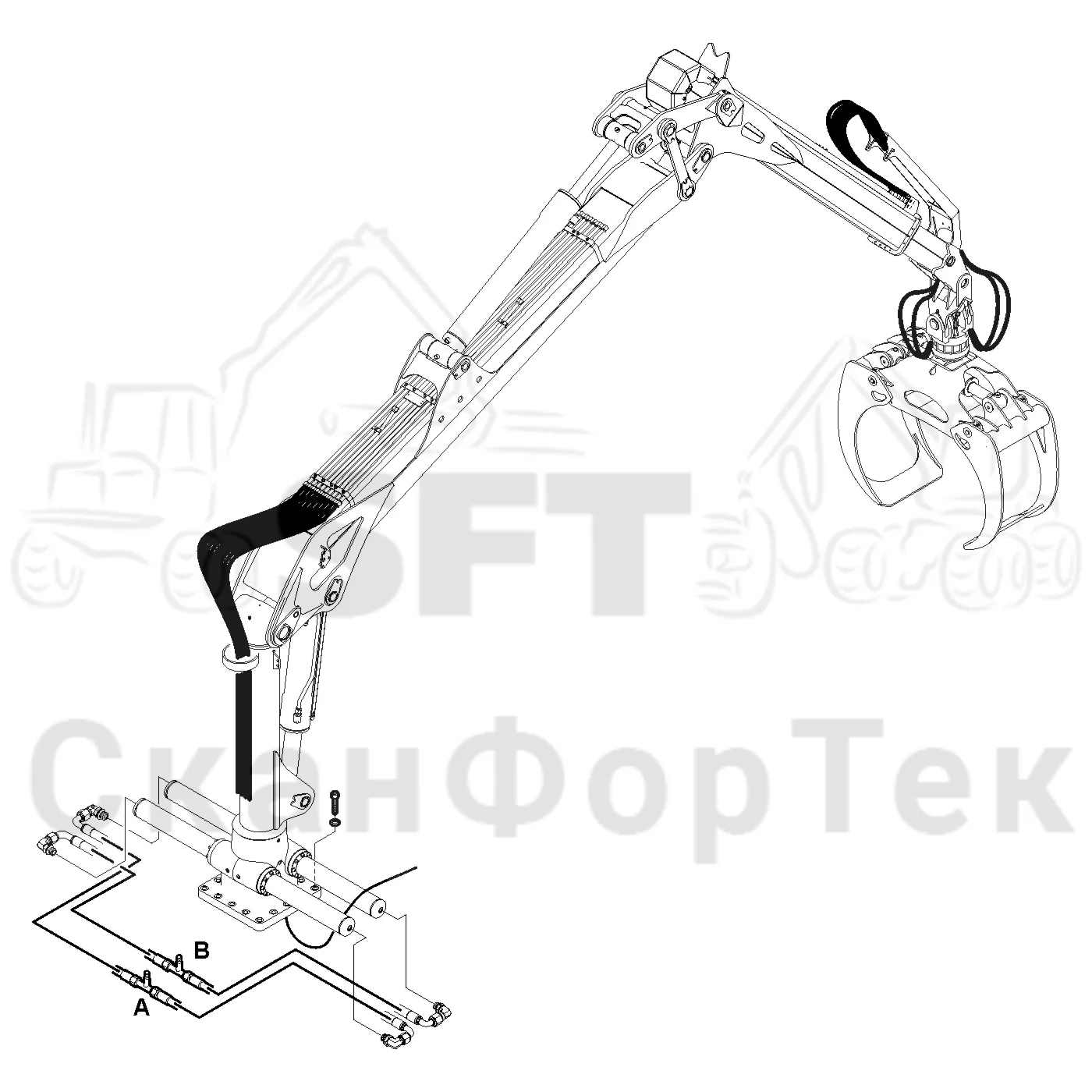 Схема: Valmet / Форвардер / Valmet 840TX / Valmet 840TX / Каталог запасных частей / Подъемный кран / Подъемный кран / Valmet CRF 8.1 Ch. V1001- / Каталог запасных частей / CRF 8.1 ProTec / CRF 8.1 ProTec