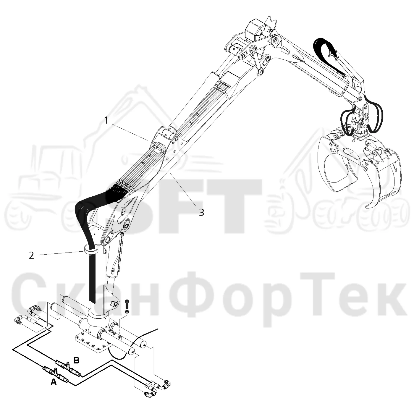 Схема: Valmet / Форвардер / Valmet 840.3 / Valmet 840.3 Ch. -311173 / Valmet 840.3 Ch. -311173 / Каталог запасных частей / Подъемный кран / Подъемный кран / Valmet CRF 8.1 Ch. V1001- / Каталог запасных частей / CRF 8.1 Combi 10m / CRF 8.1 Combi 10m