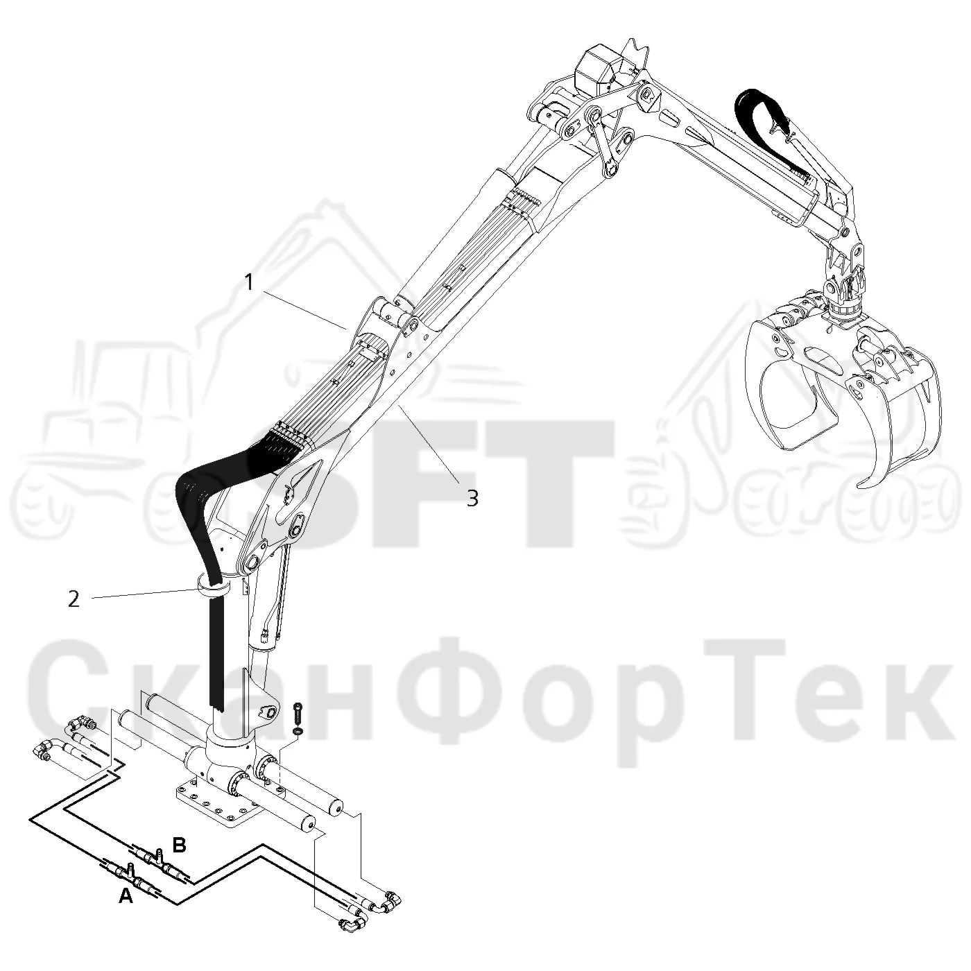 Схема: Valmet / Форвардер / Valmet 840.4 / Valmet 840.4 / Каталог запасных частей / Подъемный кран / Подъемный кран / Valmet CRF 8.1 Ch. V1001- / Каталог запасных частей / CRF 8.1 Combi ProTec 10m / CRF 8.1 Combi ProTec 10m