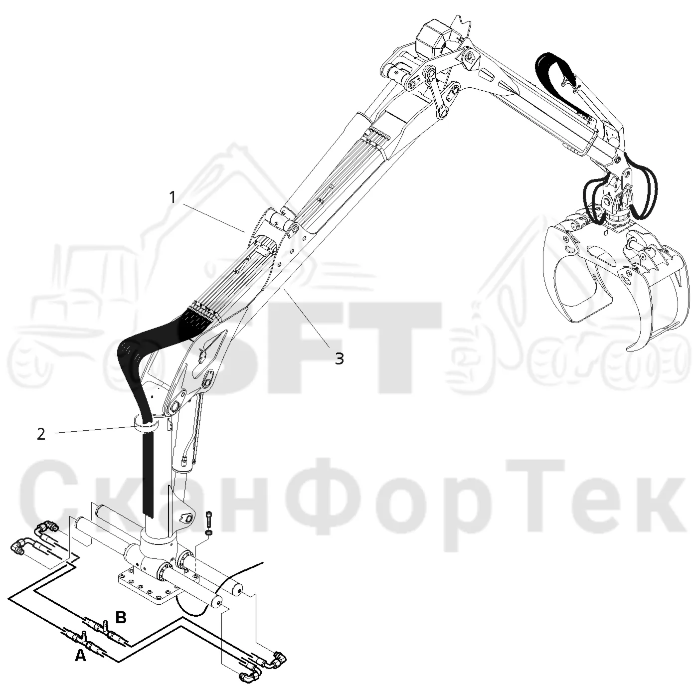 Схема: Valmet / Форвардер / Valmet 860.4 / Valmet 860.4 / Каталог запасных частей / Подъемный кран / Подъемный кран / Valmet CRF 11 Ch. V1001- / Каталог запасных частей / CRF 11 / CRF 11
