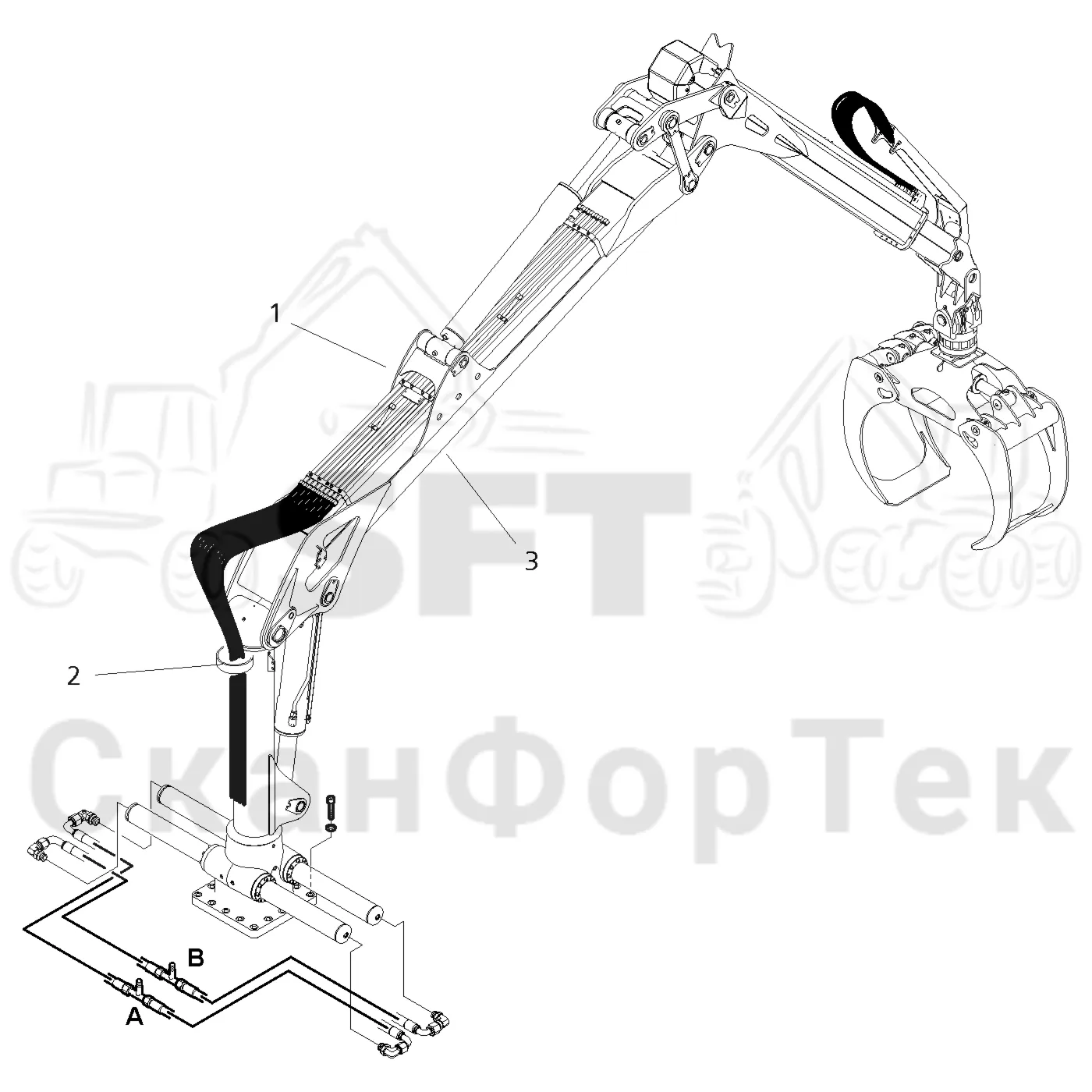 Схема: Valmet / Форвардер / Valmet 860.4 / Valmet 860.4 / Каталог запасных частей / Подъемный кран / Подъемный кран / Valmet CRF 11 Ch. V1001- / Каталог запасных частей / CRF 11 Combi ProTec / CRF 11 Combi ProTec