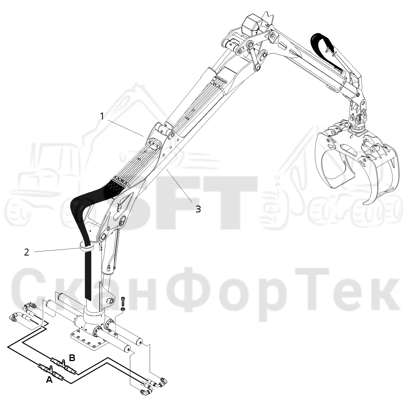 Схема: Valmet / Форвардер / Valmet 860.4 / Valmet 860.4 / Каталог запасных частей / Подъемный кран / Подъемный кран / Valmet CRF 11 Ch. V1001- / Каталог запасных частей / CRF 11 Combi ProTec 10m / CRF 11 Combi ProTec 10m