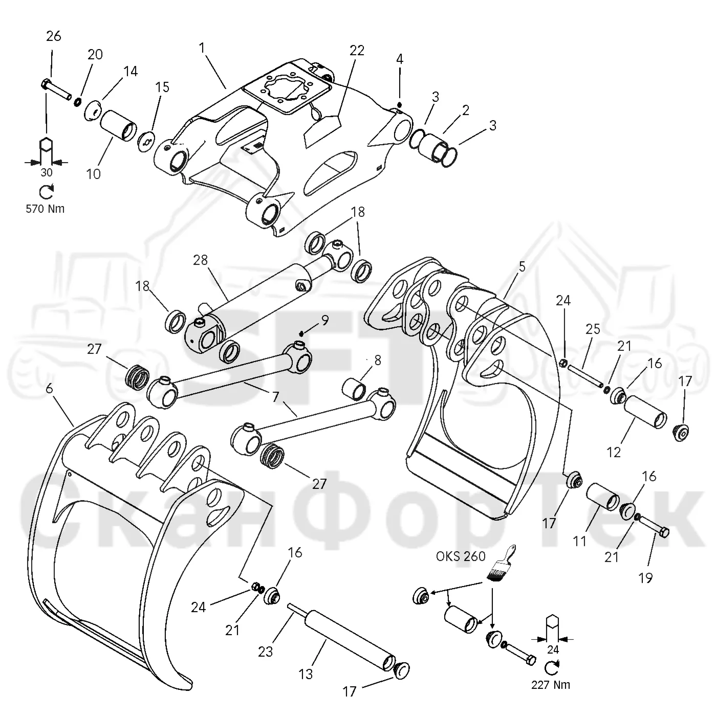 Схема: Valmet / Форвардер / Valmet 890.2 / Valmet 890.2 / Каталог запасных частей / Оборудование захвата / Захват / Valmet G40HD / Каталог запасных частей / G 40 HD; V1001- / Захват Classic
