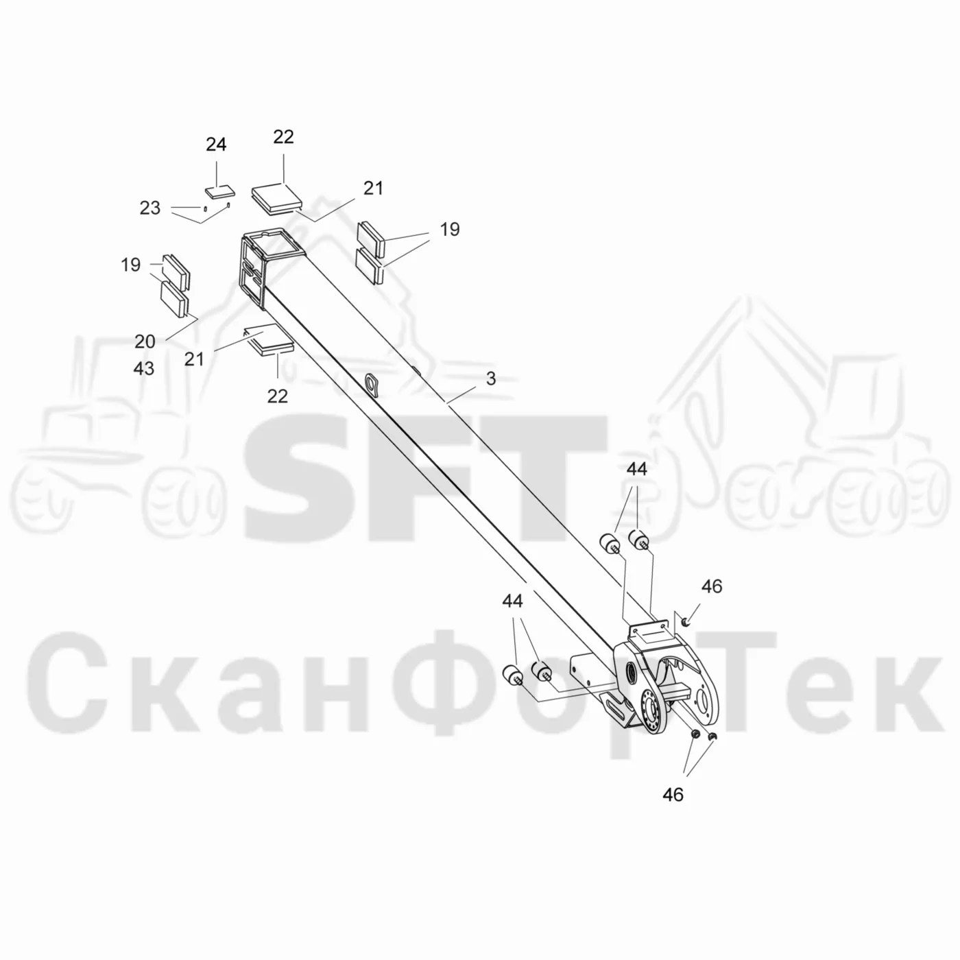 Схема: Valmet / Лесозаготовительные машины / Valmet 911.4 / Valmet 911.4 / Каталог запасных частей / Подъемный кран / Подъемные краны / Valmet CRH 18 Ch. V1413- / Каталог запасных частей / Удлинитель стрелы / Стрела / Телескопическая стрела, внутренняя V1471-