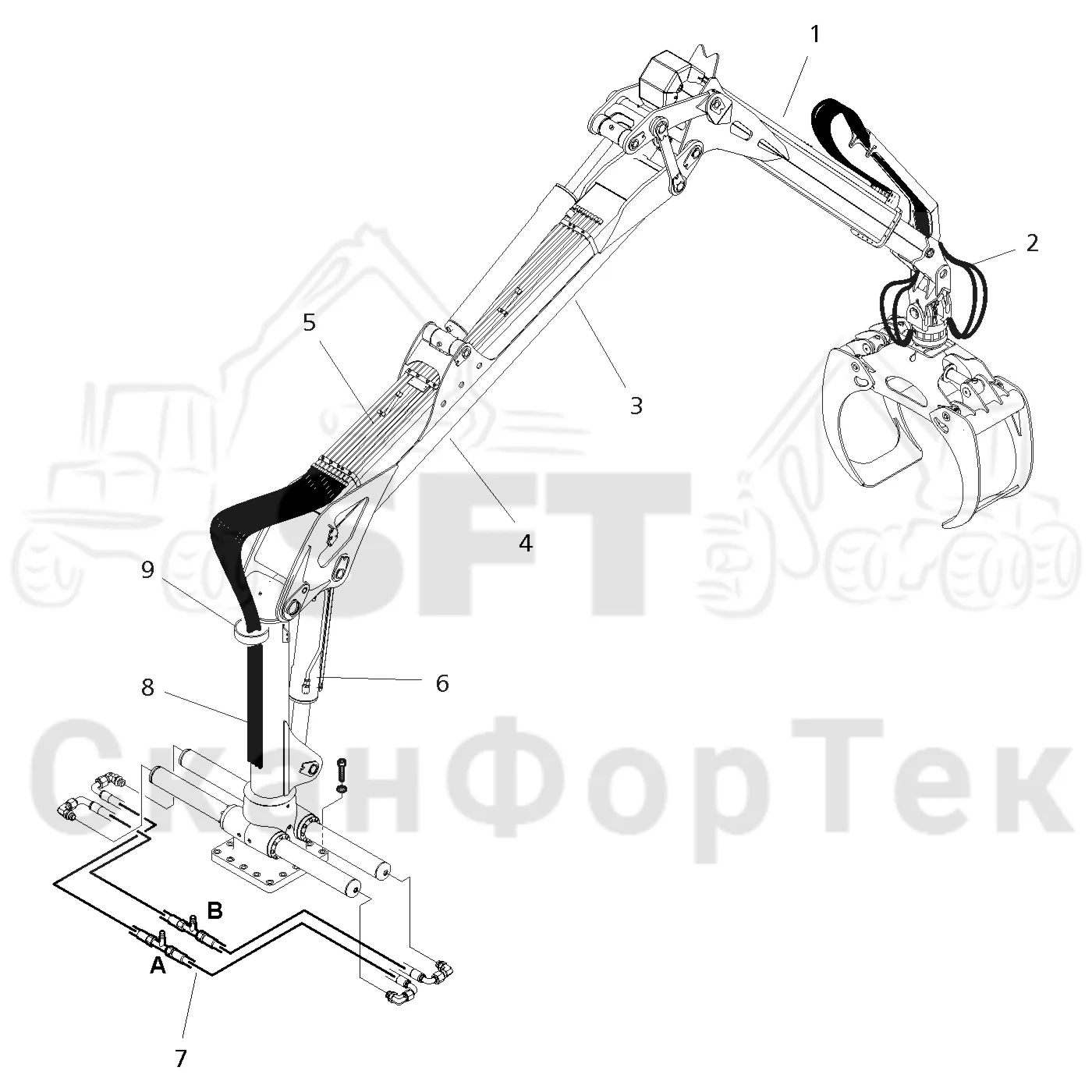 Схема: Valmet / Форвардер / Valmet 840TX / Valmet 840TX / Каталог запасных частей / Подъемный кран / Подъемный кран / Valmet CRF 8.1 Ch. V1001- / Каталог запасных частей / CRF 8.1 Combi 10m / CRF 8.1 Combi 10m / Подъемный кран