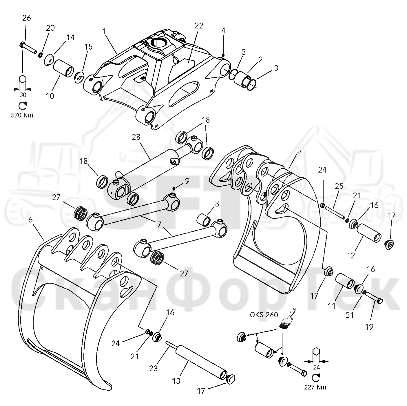 Схема: Valmet / Форвардер / Valmet 890.2 / Valmet 890.2 / Каталог запасных частей / Оборудование захвата / Захват / Valmet G36HD / Каталог запасных частей / G 36 HD; V1001- / G 36 HD Protec / Захват ProTec