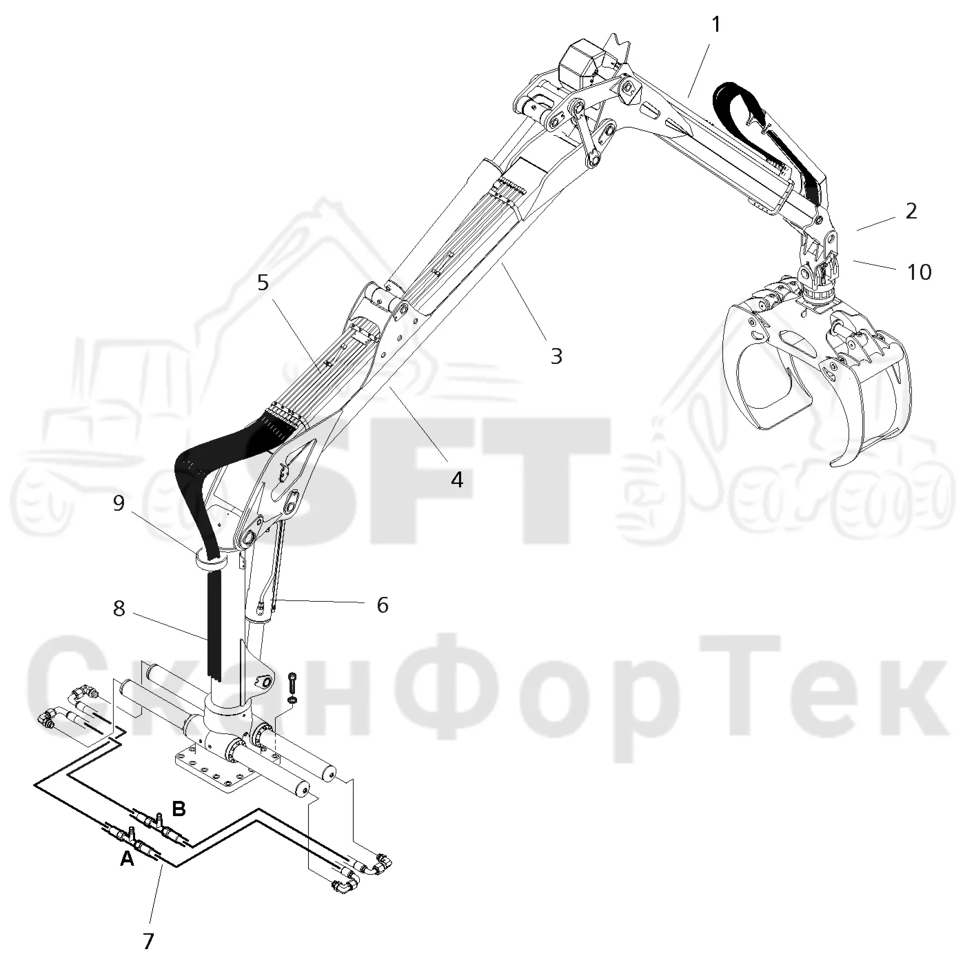 Схема: Valmet / Форвардер / Valmet 860.4 / Valmet 860.4 / Каталог запасных частей / Подъемный кран / Подъемный кран / Valmet CRF 11 Ch. V1001- / Каталог запасных частей / CRF 11 ProTec / CRF 11 ProTec / Подъемный кран