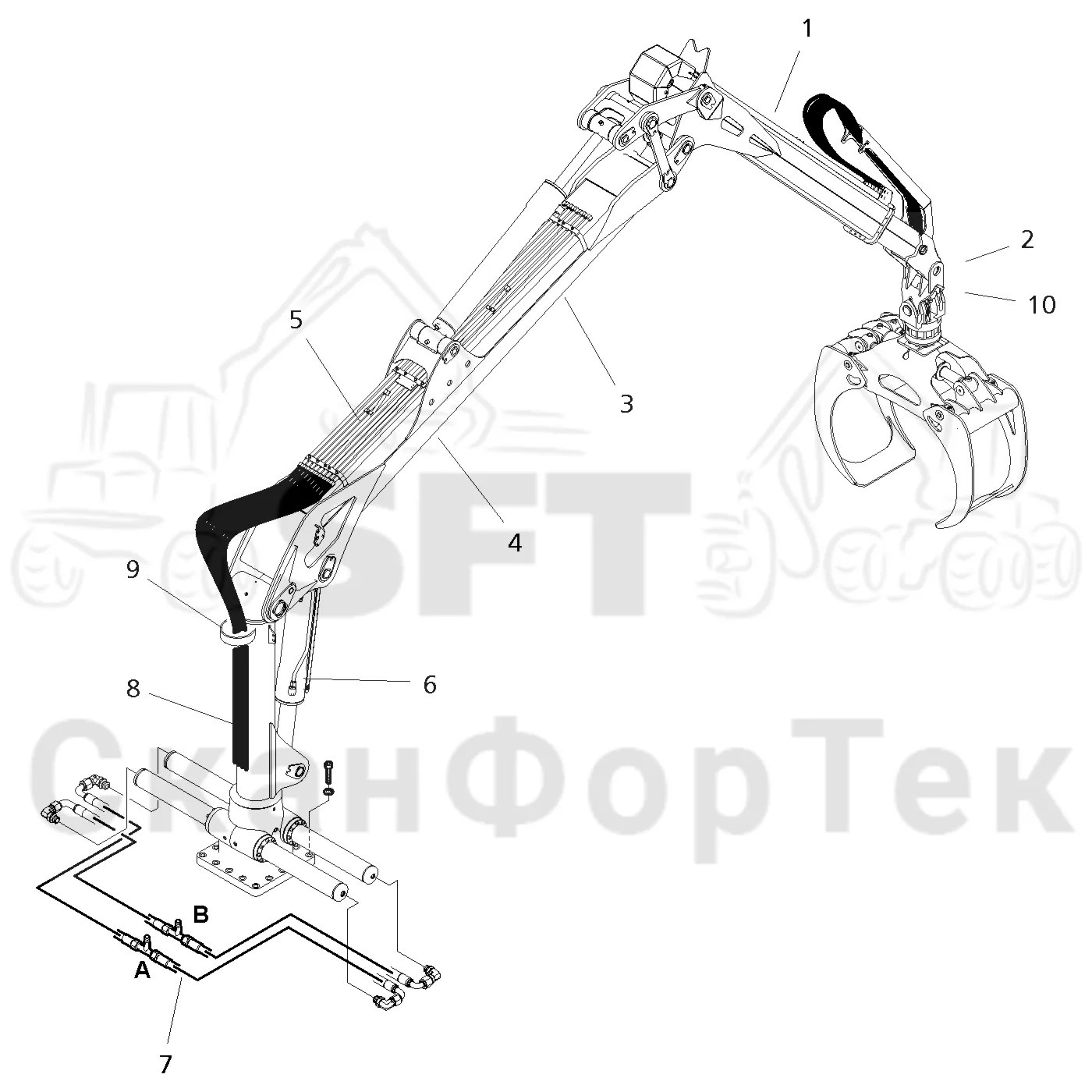 Схема: Valmet / Форвардер / Valmet 860.4 / Valmet 860.4 / Каталог запасных частей / Подъемный кран / Подъемный кран / Valmet CRF 11 Ch. V1001- / Каталог запасных частей / CRF 11 Combi ProTec 10m / CRF 11 Combi ProTec 10m / Подъемный кран