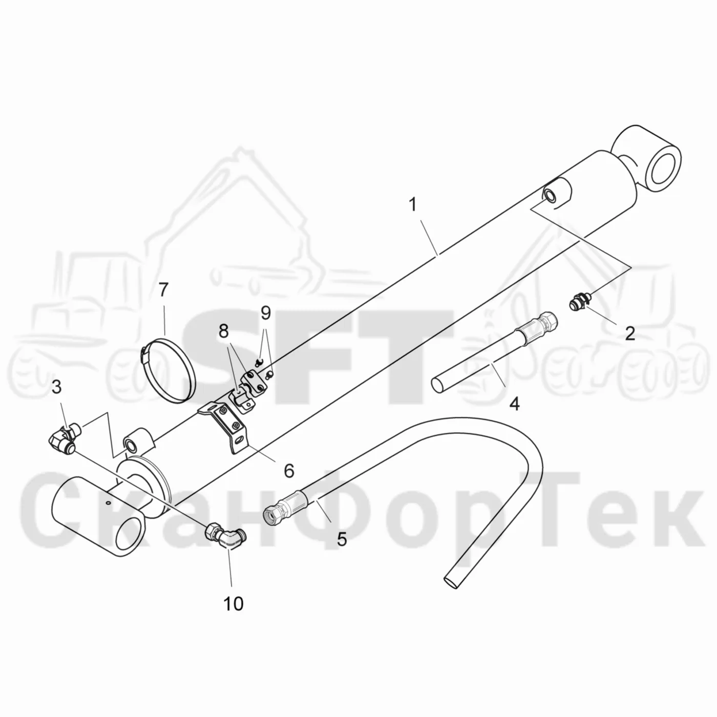Схема: Valmet / Лесозаготовительные машины / Valmet 901.4 / Valmet 901.4 / Каталог запасных частей / Подъемный кран / Подъемные краны / Valmet CRH 15 Ch. V1190- / Каталог запасных частей / Вторая стрела / Стрела / Цилиндр / Паралельный цилиндр. Гидравлическая система