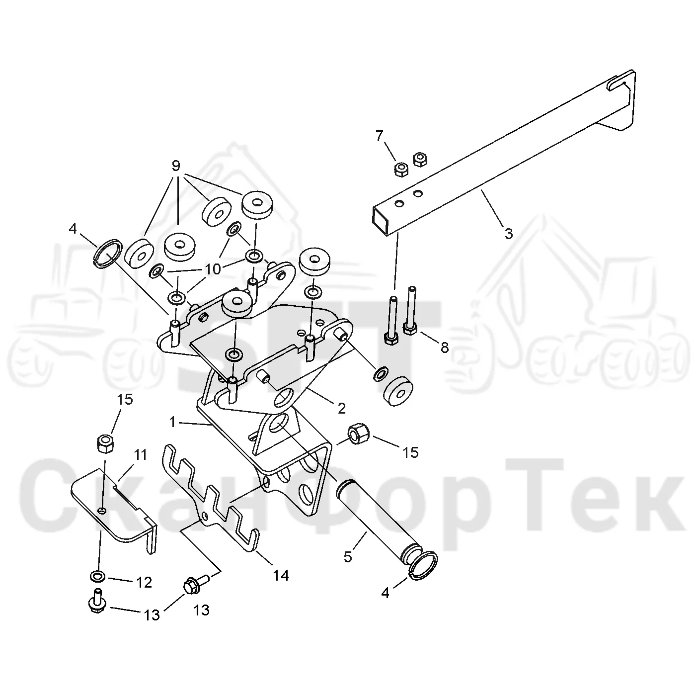 Схема: Valmet / Лесозаготовительные машины / Valmet 901.4 / Valmet 901.4 / Каталог запасных частей / Подъемный кран / Подъемные краны / Valmet CRH 15 Ch. V1190- / Каталог запасных частей / Вторая стрела / Стрела / Элементы гидравлической системы / Подвесное устройство шланга