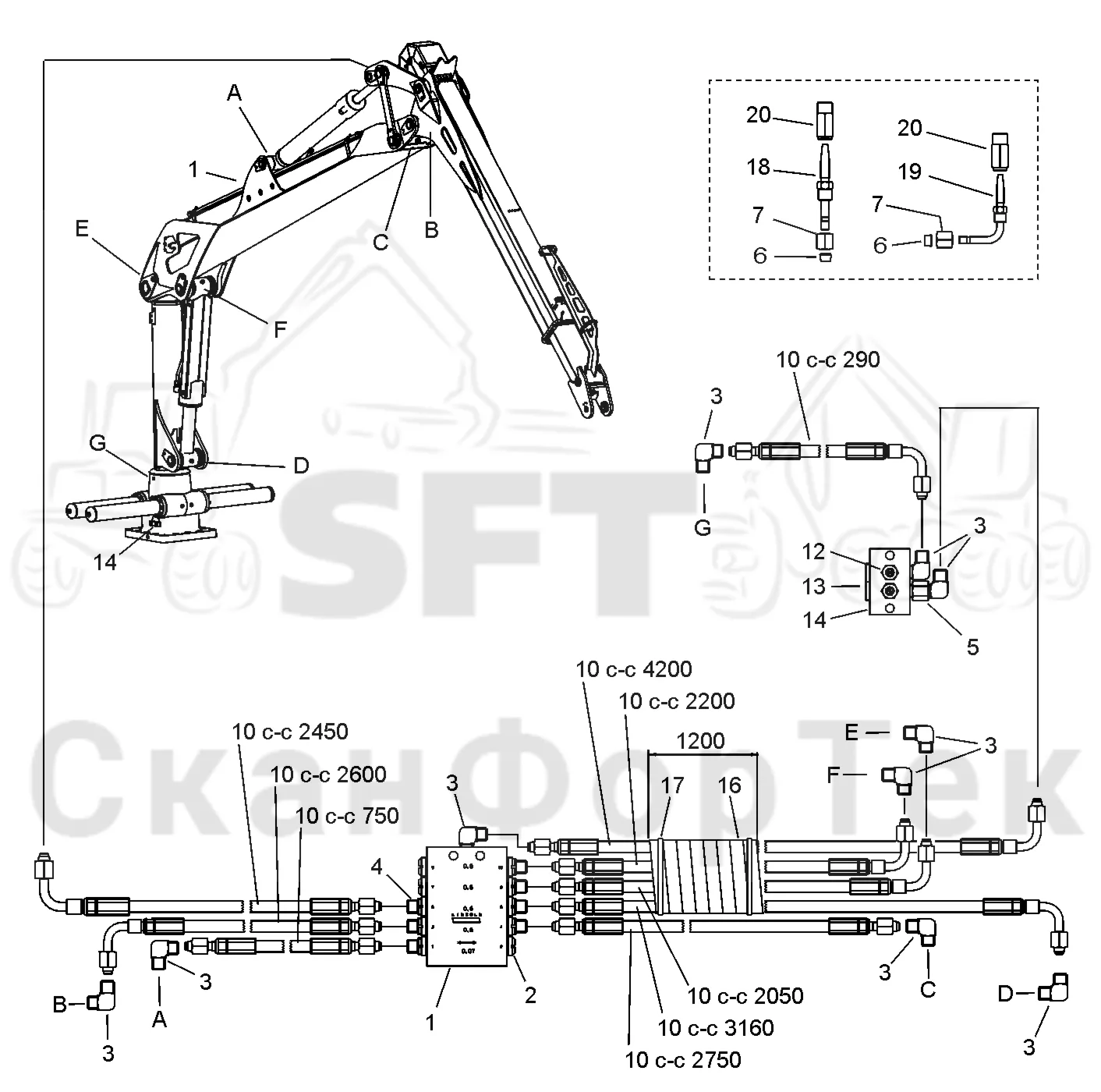 Схема: Valmet / Форвардер / Valmet 830.3 / Valmet 830.3 / Каталог запасных частей / Подъемный кран / Подъемный кран / Valmet CRF 5 Ch. V1001- / Каталог запасных частей / Первая стрела / Оборудование / Смазка / Смазка