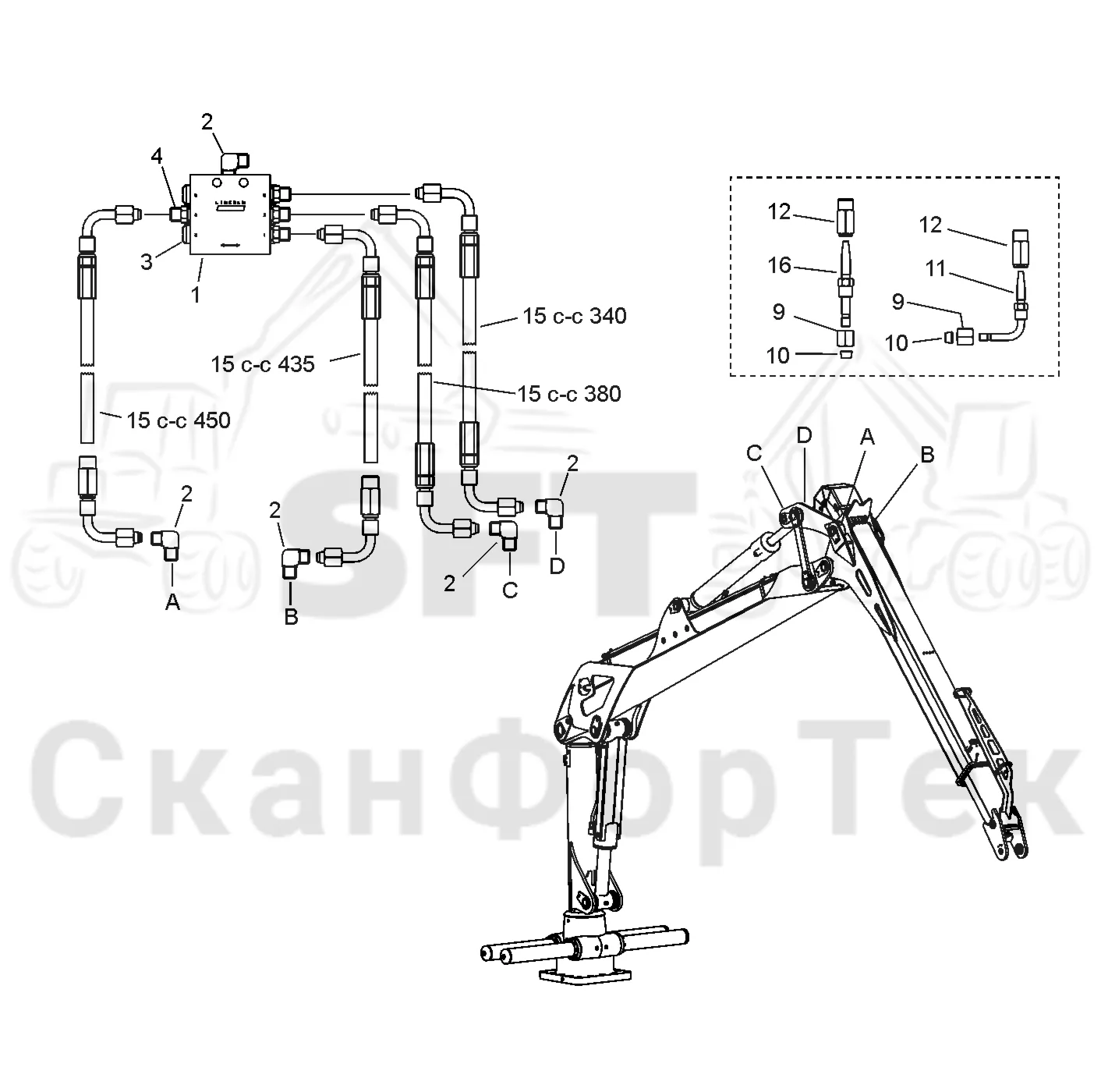 Схема: Valmet / Форвардер / Valmet 830.3 / Valmet 830.3 / Каталог запасных частей / Подъемный кран / Подъемный кран / Valmet CRF 5 Ch. V1001- / Каталог запасных частей / Вторая стрела / Оборудование / Смазка / Смазка