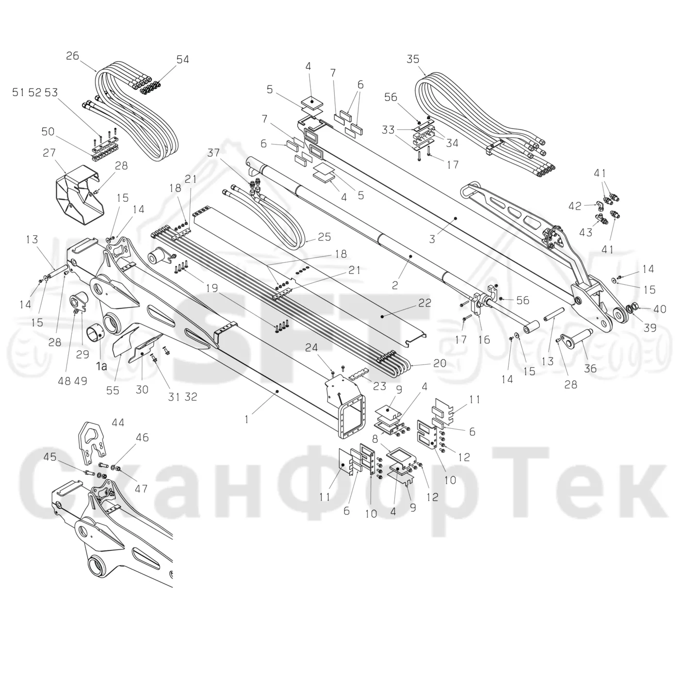 Схема: Valmet / Форвардер / Valmet 840.3 / Valmet 840.3 Ch. 311174- / Valmet 840.3 Ch. 311174- / Каталог запасных частей / Подъемный кран / Подъемный кран / Valmet CRF 8.1 Ch. V1001- / Каталог запасных частей / CRF 8.1 / CRF 8.1 / Подъемный кран / Телескопическая стрела