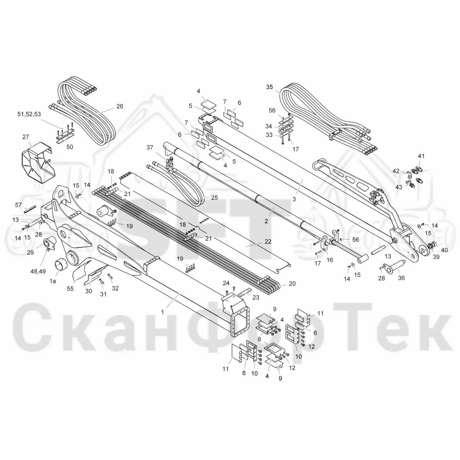 Схема: Valmet / Форвардер / Valmet 840TX / Valmet 840TX / Каталог запасных частей / Подъемный кран / Подъемный кран / Valmet CRF 8.1 Ch. V1001- / Каталог запасных частей / CRF 8.1 / CRF 8.1 / Подъемный кран / Телескопическая стрела V1198-