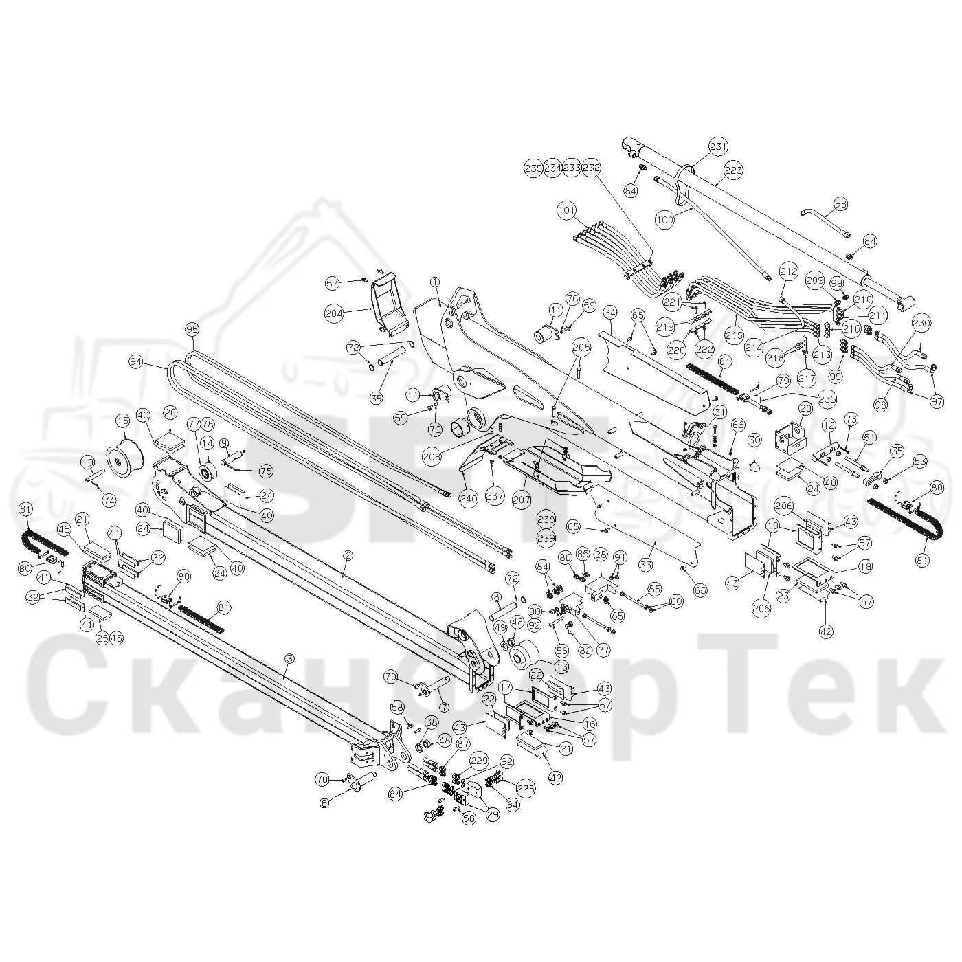 Схема: Valmet / Форвардер / Valmet 860.4 / Valmet 860.4 / Каталог запасных частей / Подъемный кран / Подъемный кран / Valmet CRF 11 Ch. V1001- / Каталог запасных частей / CRF 11 Combi Tilt / CRF 11 Combi Tilt / Подъемный кран / Телескопическая стрела