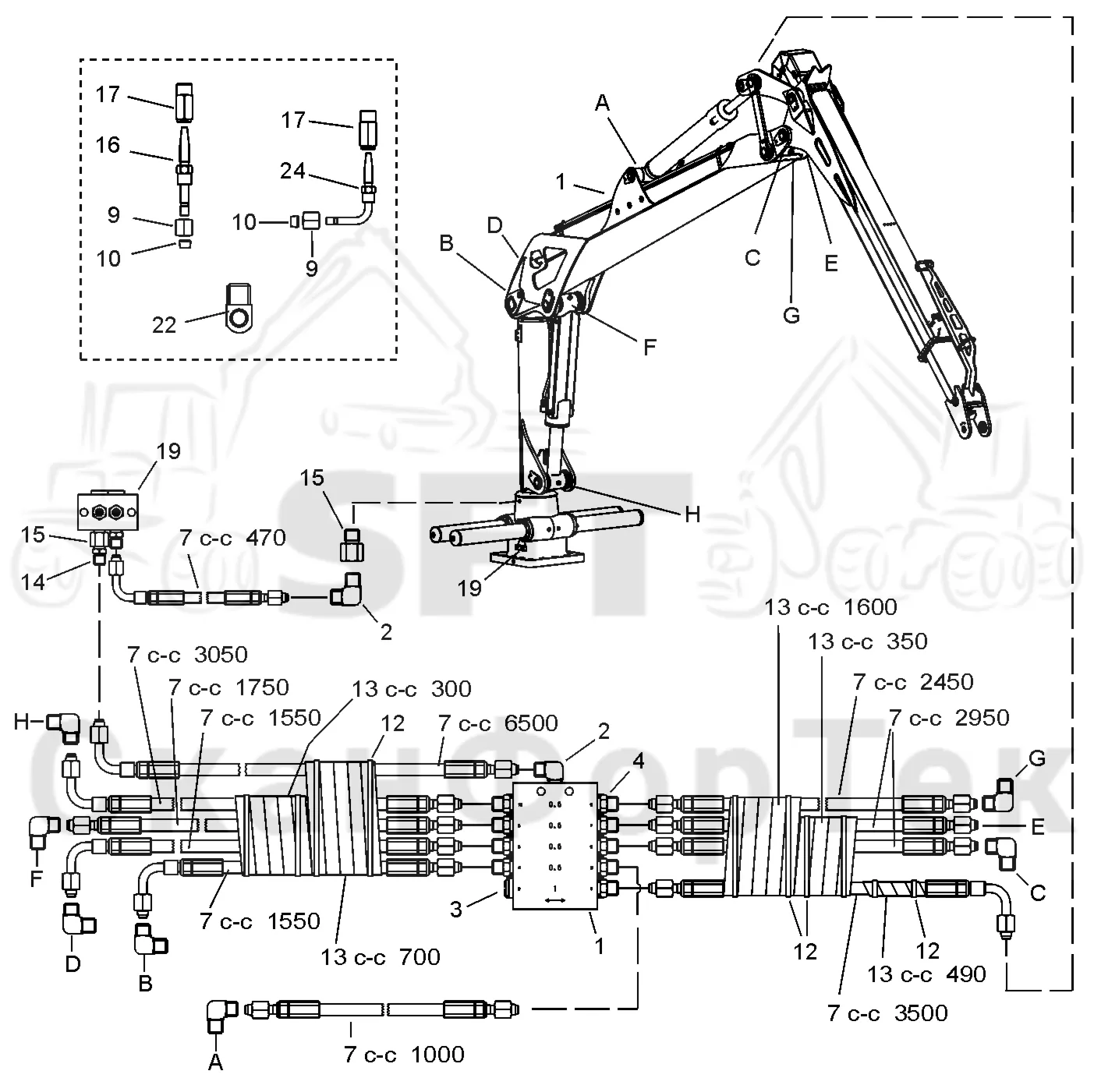 Схема: Valmet / Форвардер / Valmet 840.3 / Valmet 840.3 Ch. -311173 / Valmet 840.3 Ch. -311173 / Каталог запасных частей / Подъемный кран / Подъемный кран / Valmet CRF 8.1 Ch. V1001- / Каталог запасных частей / CRF 8.1 Combi 10m / CRF 8.1 Combi 10m / Центральная смазка / Смазка