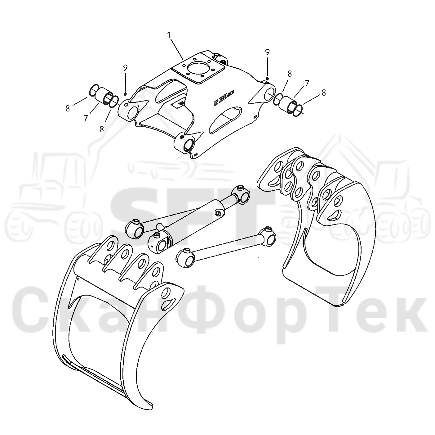 Схема: Valmet / Форвардер / Valmet 860.4 / Valmet 860.4 / Каталог запасных частей / Оборудование захвата / Захват / G36HD / Каталог запасных частей / G 36 HD; V1001- / G 36 HD Classic / Захват Classic / Монтаж