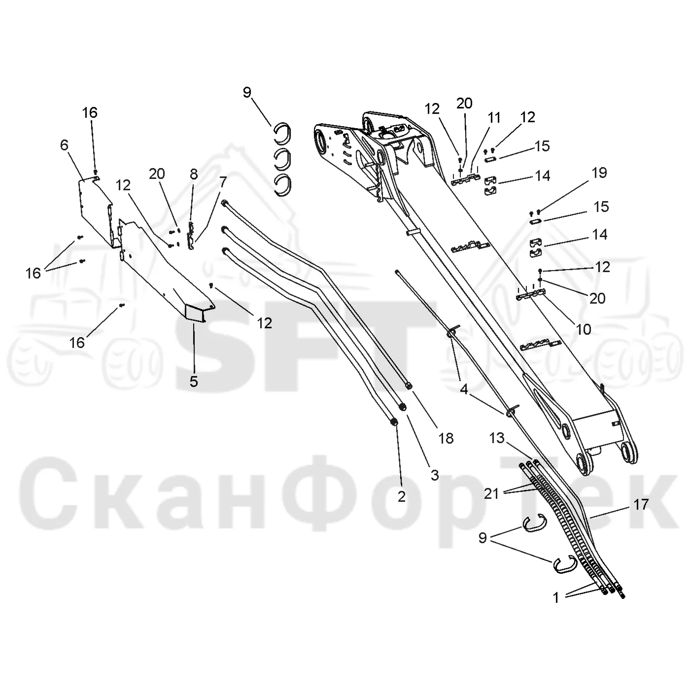 Схема: Valmet / Лесозаготовительные машины / Valmet 911.3 / Valmet 911.3  Ch 311371- / Valmet 911.3  Ch 311372- / Каталог запасных частей / Подъемный кран / Подъемные краны / CRH 18 / CRH 18 / Valmet CRH 18 Ch. V1001- / Valmet CRH 18 Ch. V1001- / Каталог запасных частей / Первая стрела / Элементы гидравлической системы / Основная стрела. Гидравлика 350/360  V1065-