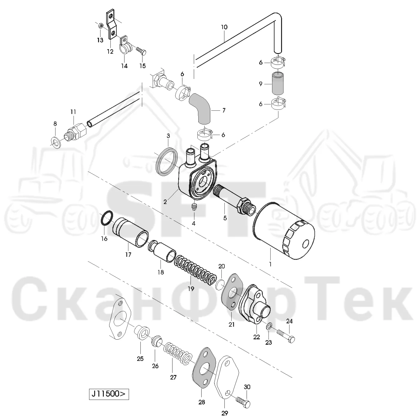 Схема: Valmet / Форвардер / Valmet 830 / Valmet 830 / Каталог запасных частей / Двигатель / Система смазки / Масляный фильтр