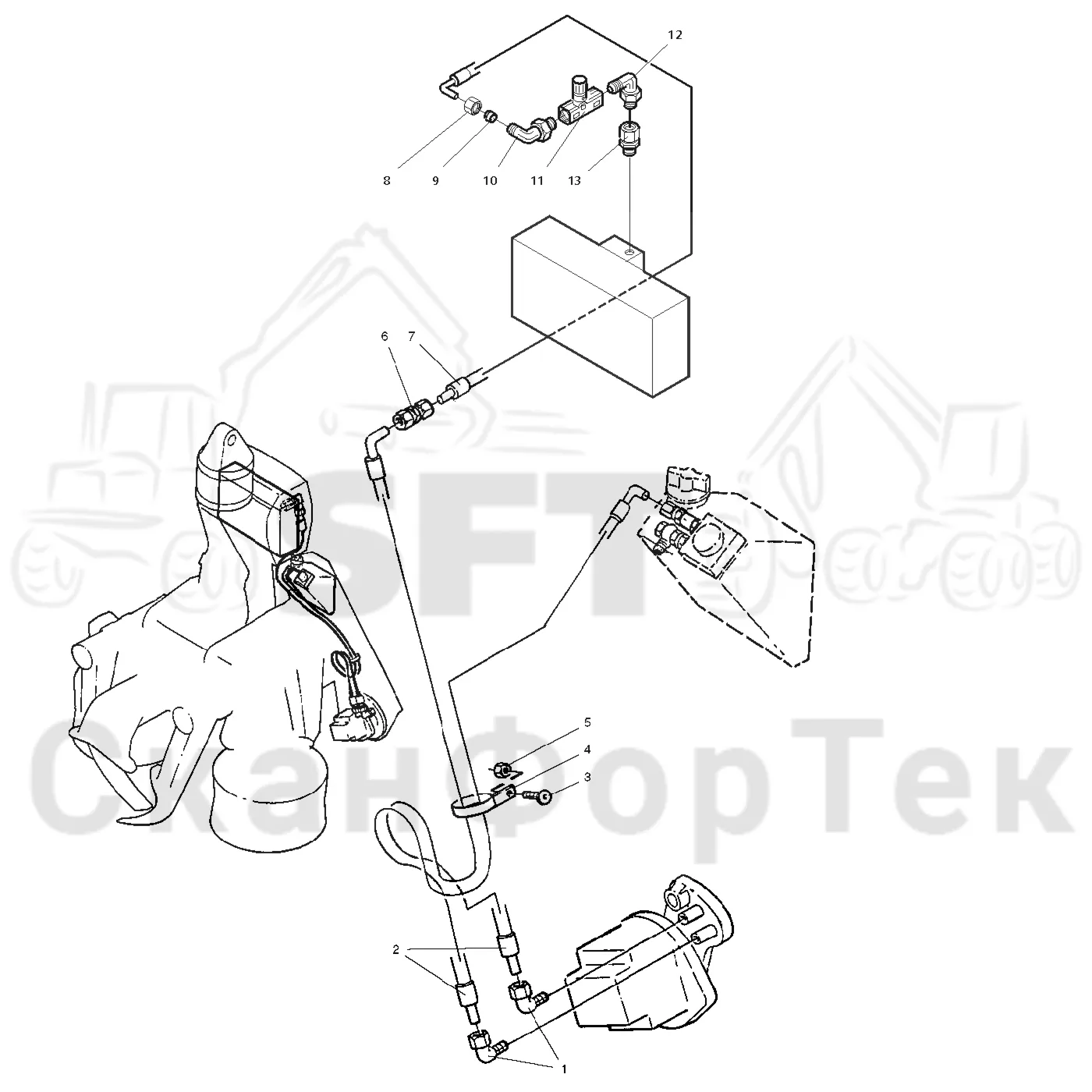 Схема: Valmet / Головки лесозаготовительной машины / Valmet 945 S2 / Valmet 945 S2 / Каталог запасных частей / Valmet 945 S2 / Резка / Гидравлический автоматический натяжитель цепи
