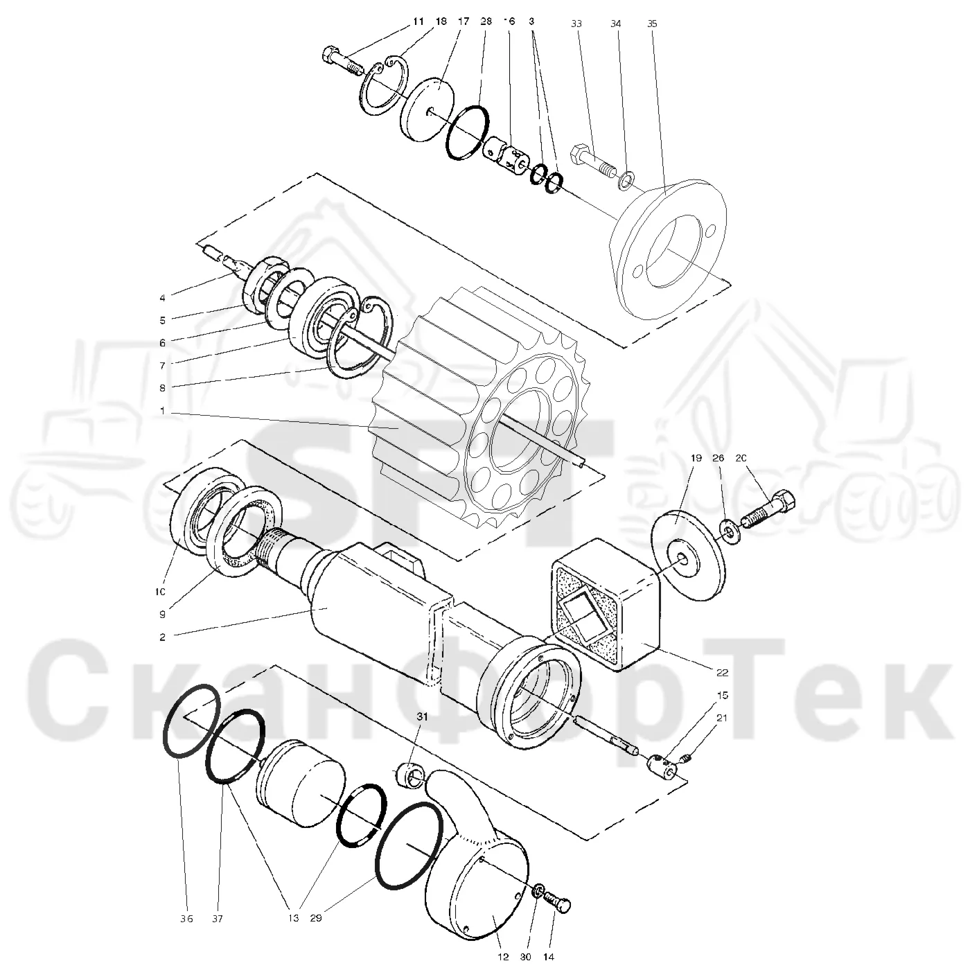 Схема: Valmet / Головки лесозаготовительной машины / Valmet 945 S2 / Valmet 945 S2 / Каталог запасных частей / Valmet 945 S2 / Измерение / Lenght measuring, steel wheel