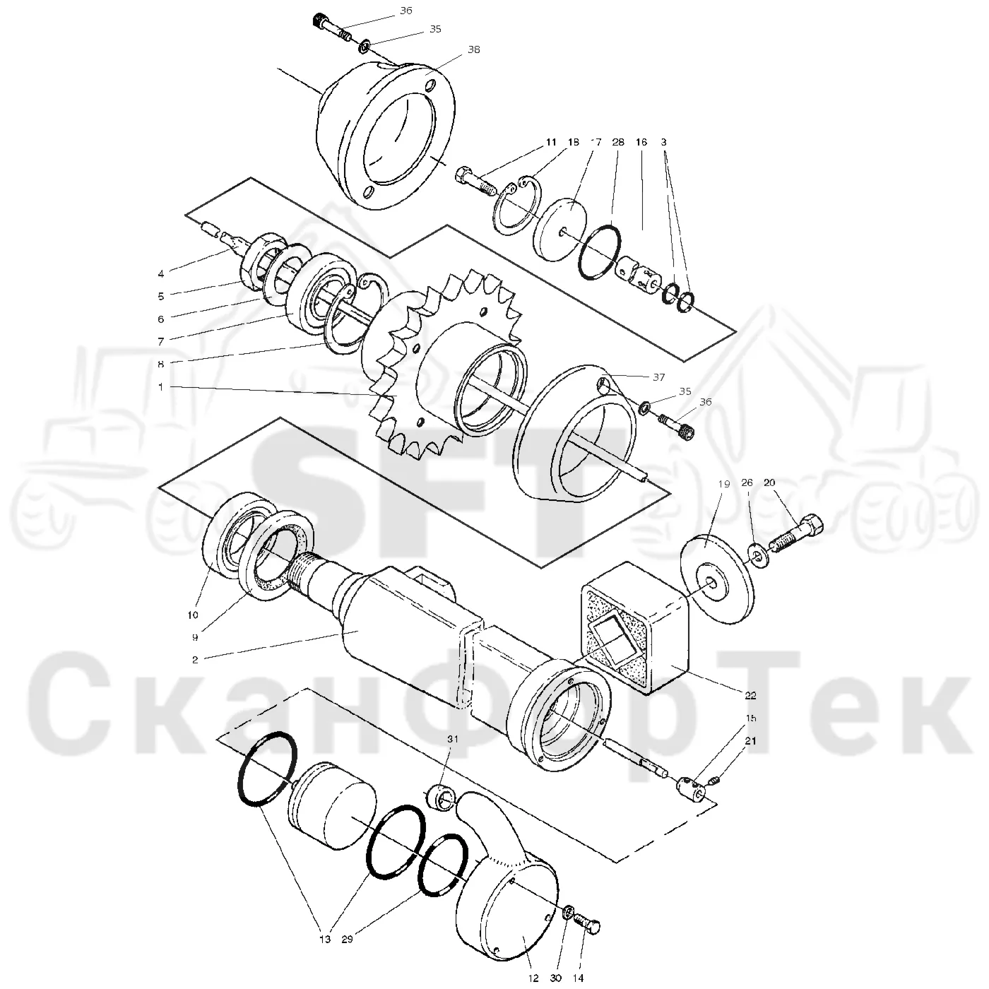 Схема: Valmet / Головки лесозаготовительной машины / Valmet 945 S2 / Valmet 945 S2 / Каталог запасных частей / Valmet 945 S2 / Измерение / Lenght measuring, steel wheel