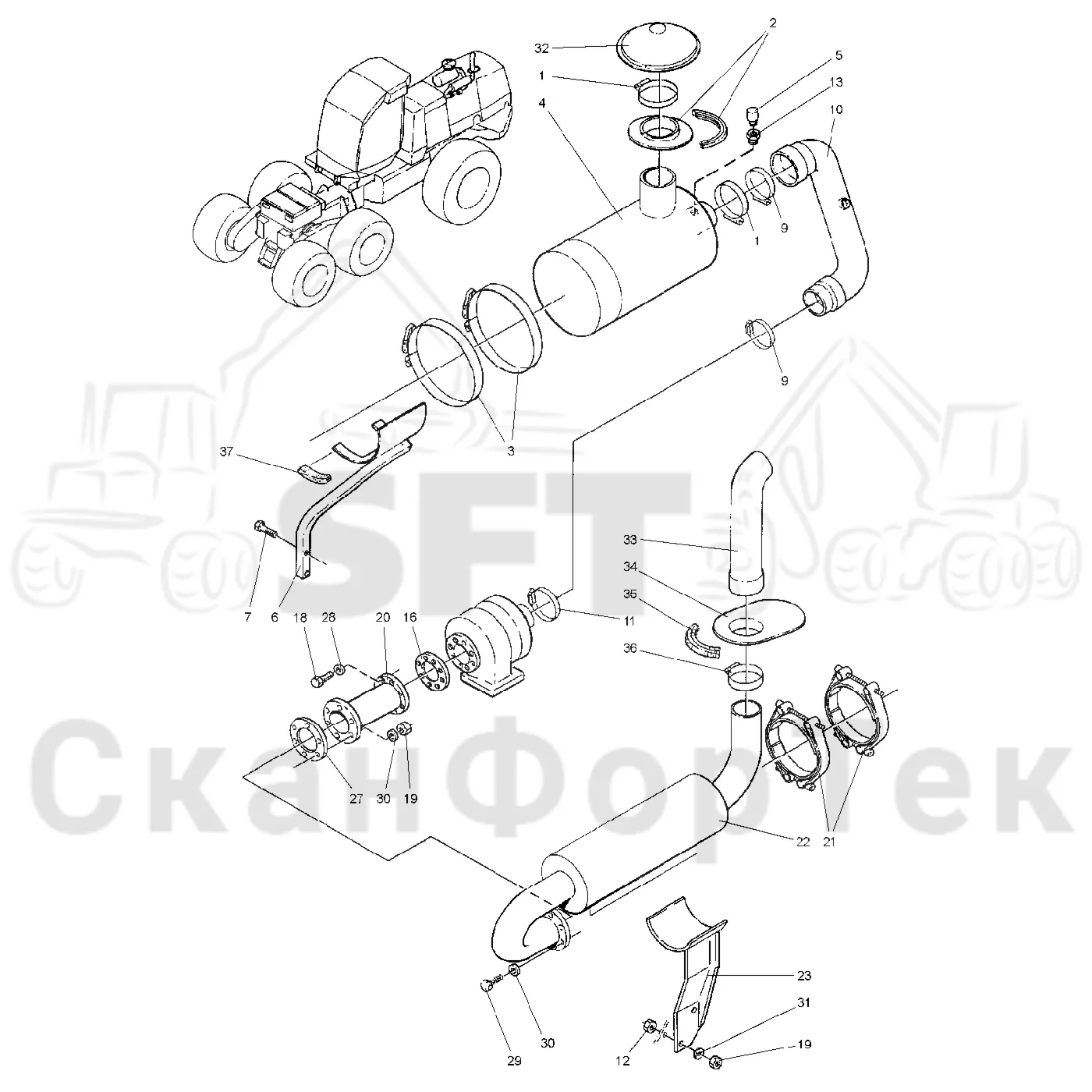 Схема: Valmet / Лесозаготовительные машины / Valmet 921 / Valmet 921 Ch -13270 / Valmet 921 Ch -13270 / Каталог запасных частей / Двигатель / Впуск - выпуск / Впуск - выпуск