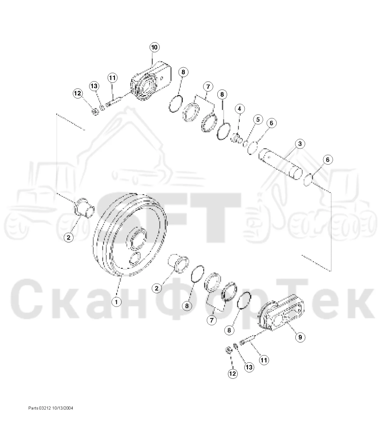 Схема: Komatsu / Лесозаготовительные машины / 931 / Каталог запасных частей / шасси / Центральная смазка / Смазочный насос / Запчасть / Idler Assembly