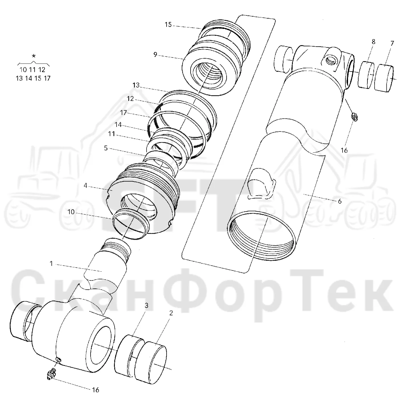 Схема: Valmet / Лесозаготовительные машины / Valmet 921 / Valmet 921 Ch -13270 / Valmet 921 Ch -13270 / Каталог запасных частей / Подъемный кран / Подъемные краны / CRH 16 / Каталог запасных частей / Первая стрела / Цилиндр / Подъемный цилиндр