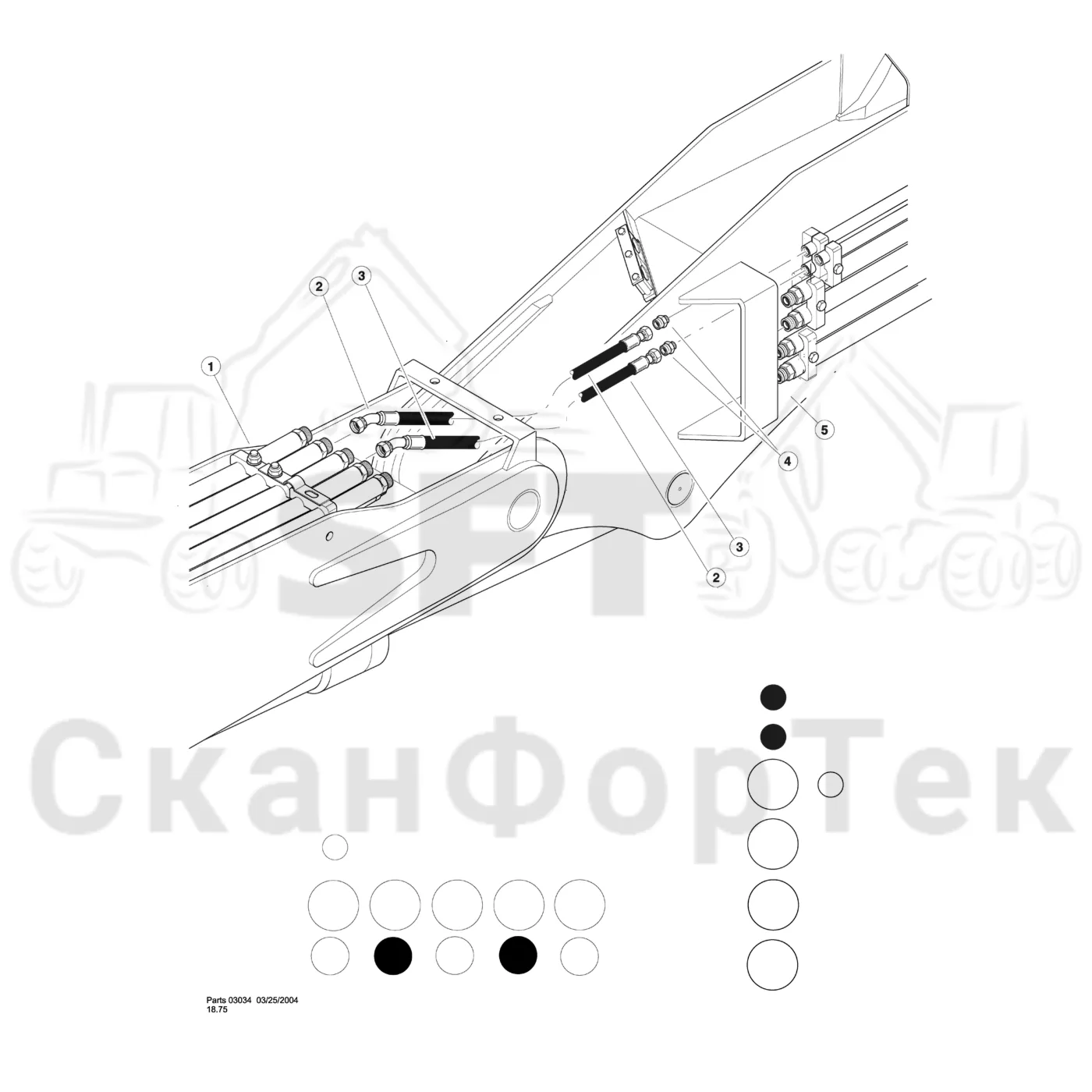 Схема: Valmet / Лесозаготовительные машины / Valmet 901TX / Valmet 901TX / Каталог запасных частей / Тормоза / Тормоза / Rolly 2 Processor Hydraulics / Main Boom To Stick Boom - (Head Rotate)