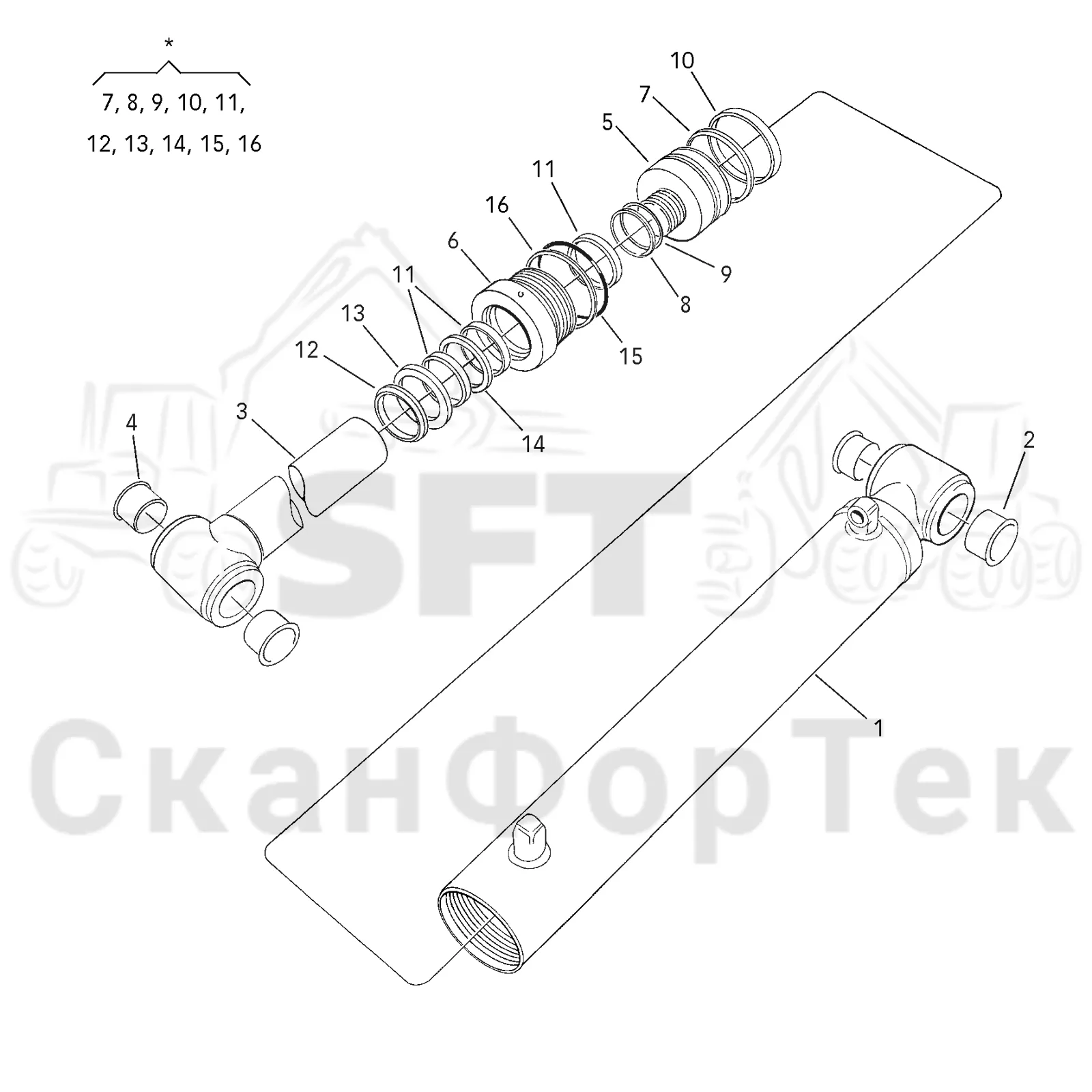 Схема: Valmet / Лесозаготовительные машины / Valmet 941.1 / Valmet 941.1 / Каталог запасных частей / Подъемный кран / Подъемные краны / CRH 24 / CRH 24 / CRH 24 Ch. -42129 / CRH 24 Ch. -42129 / Каталог запасных частей / Первая стрела / Цилиндр / Поднимающий цилиндр