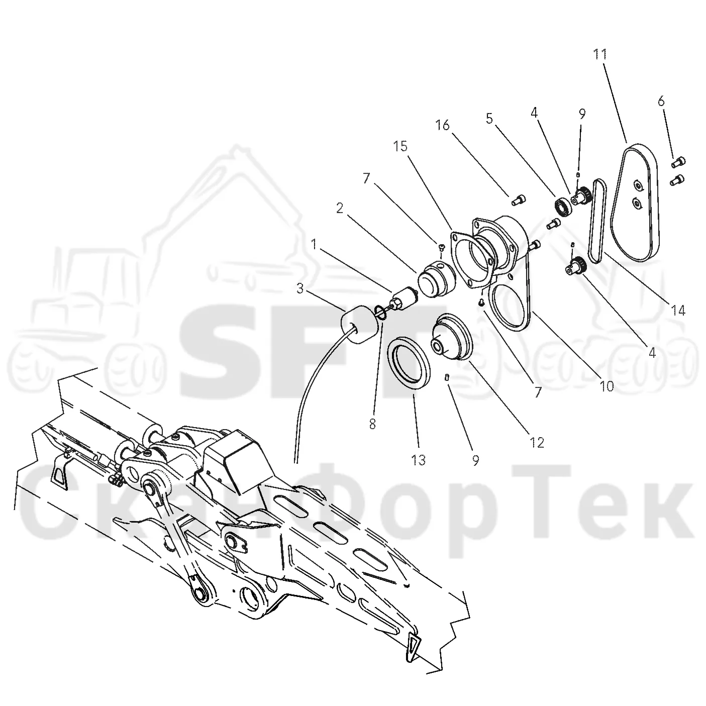 Схема: Valmet / Форвардер / Valmet 860.1 / Valmet 860.1 Ch. -115420 / Valmet 860.1 Ch. -115420 / Каталог запасных частей / Вторая стрела / Оборудование / Датчик, стрела, наружная