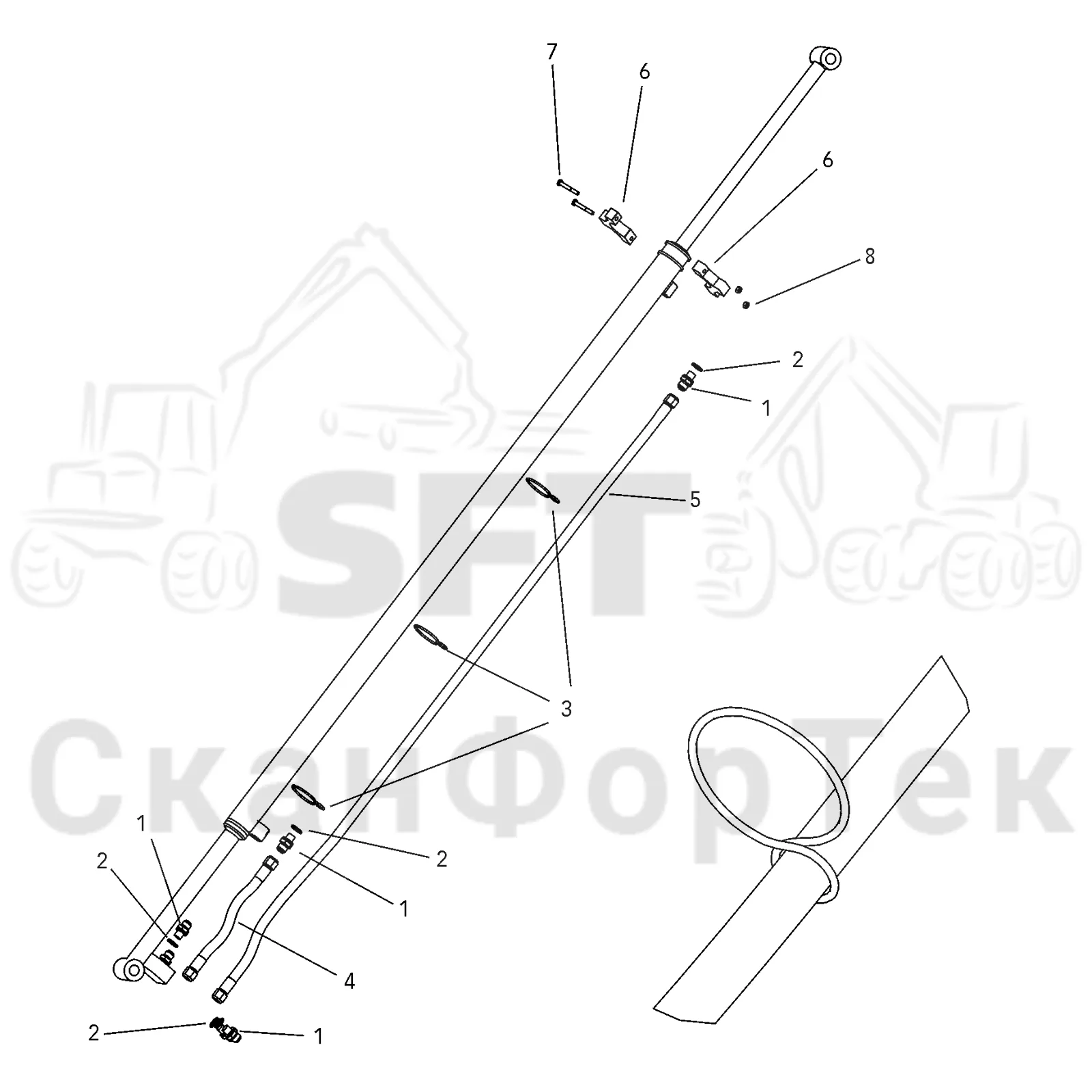 Схема: Valmet / Форвардер / Valmet 860.1 / Valmet 860.1 Ch. -115420 / Valmet 860.1 Ch. -115420 / Каталог запасных частей / Удлинитель стрелы / Цилиндр / Гидравлика