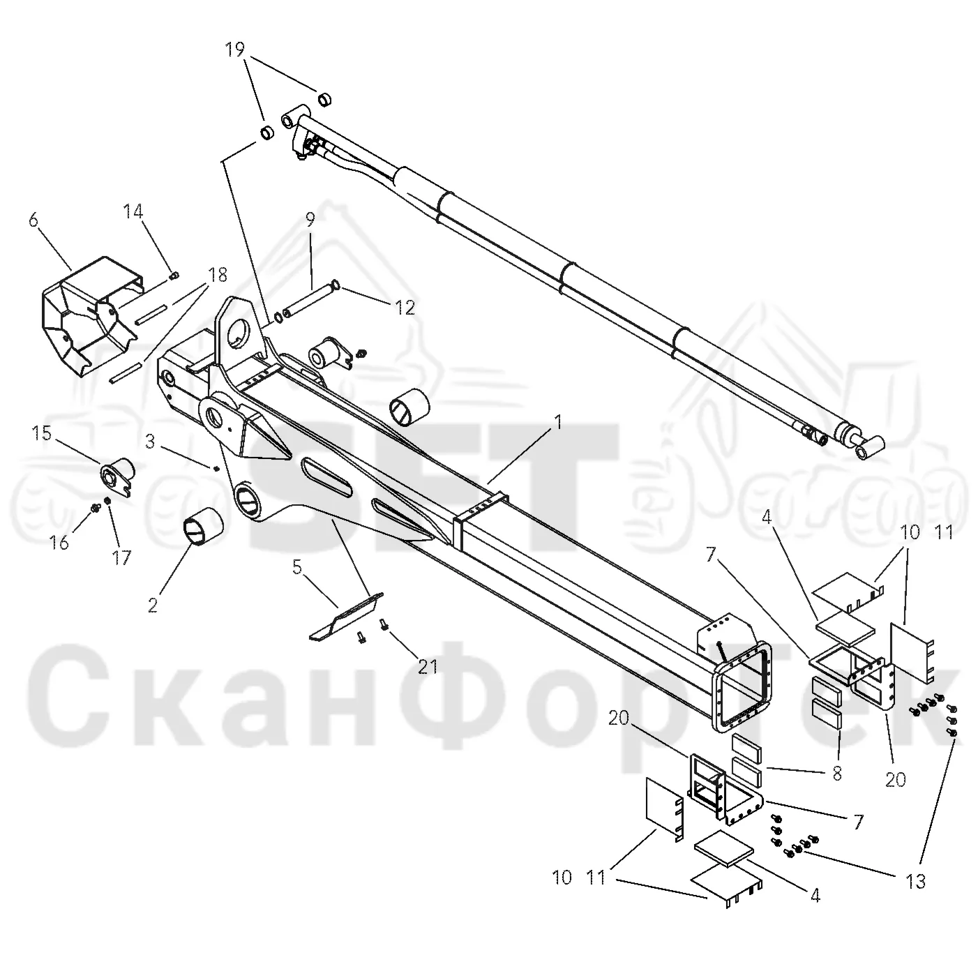 Схема: Valmet / Форвардер / Valmet 890.2 / Valmet 890.2 / Каталог запасных частей / Подъемный кран / Подъемный кран / CRF 14 Ch. -42177 / Каталог запасных частей / Вторая стрела / Стрела / Стрела, наружная